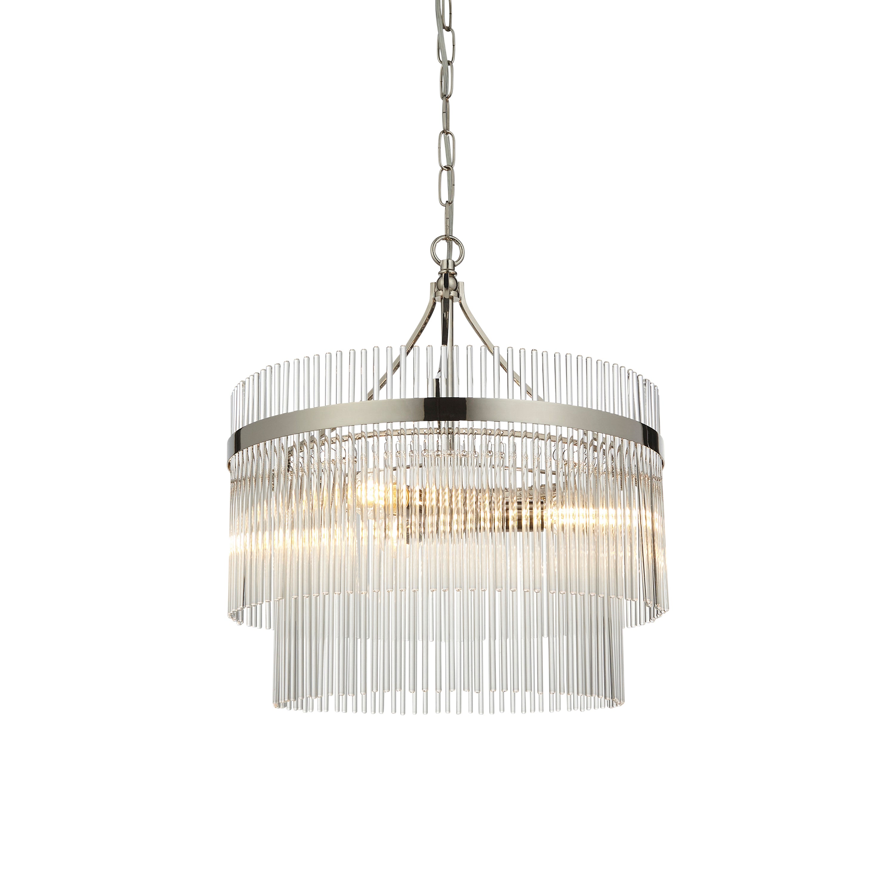 Vizzini Bright Nickel & Glass Pendant Light | Medium