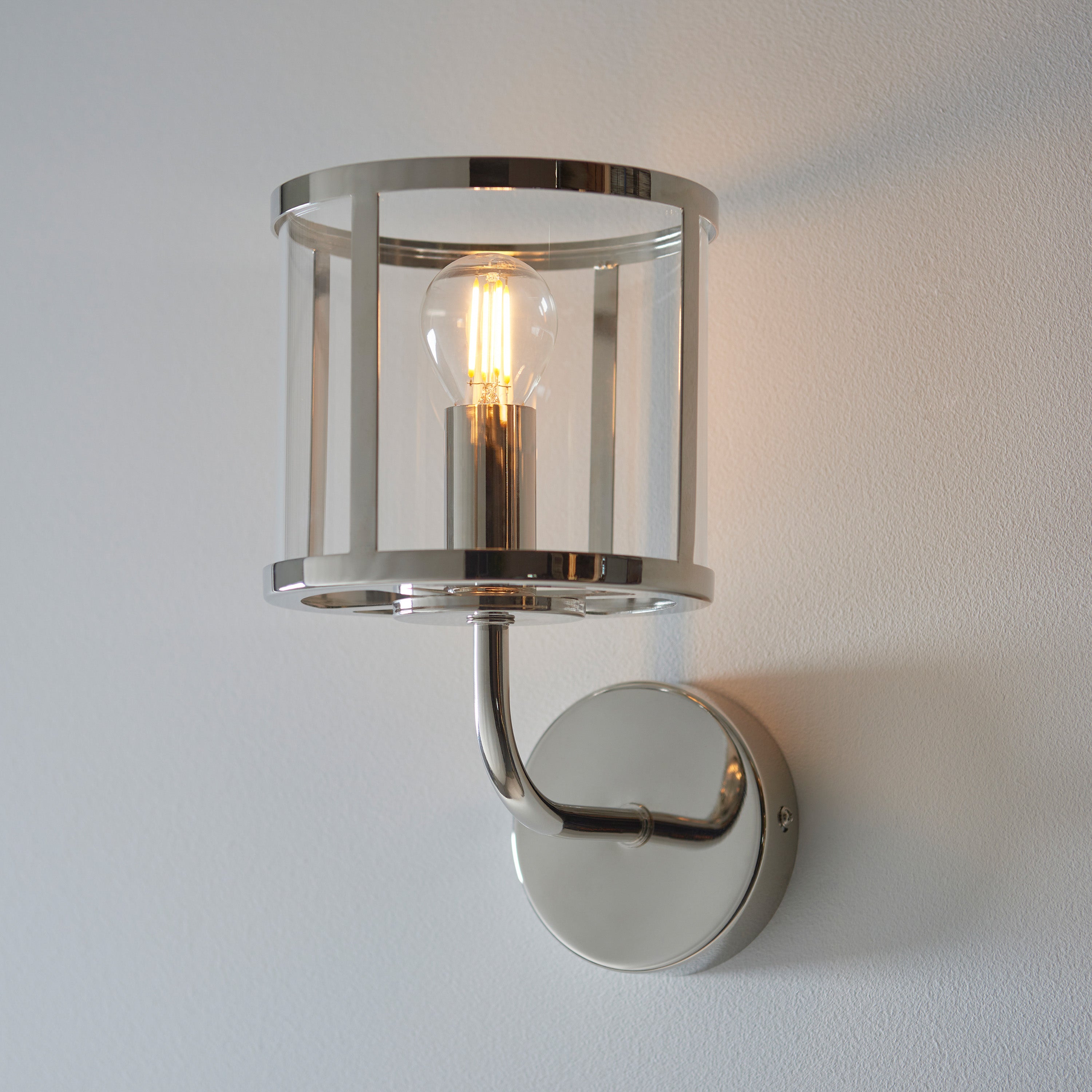 Abern Bright Nickel Wall Light