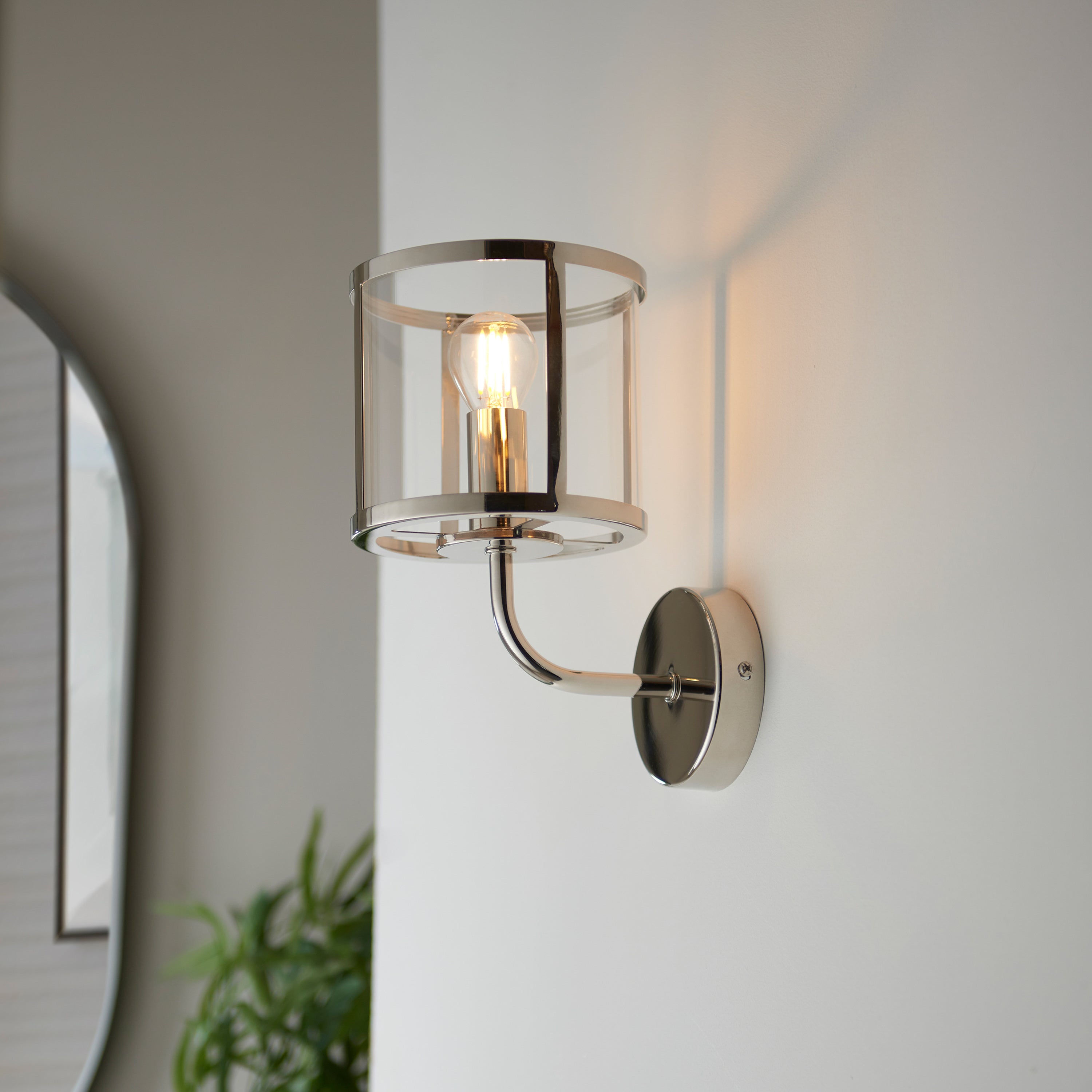 Abern Bright Nickel Wall Light