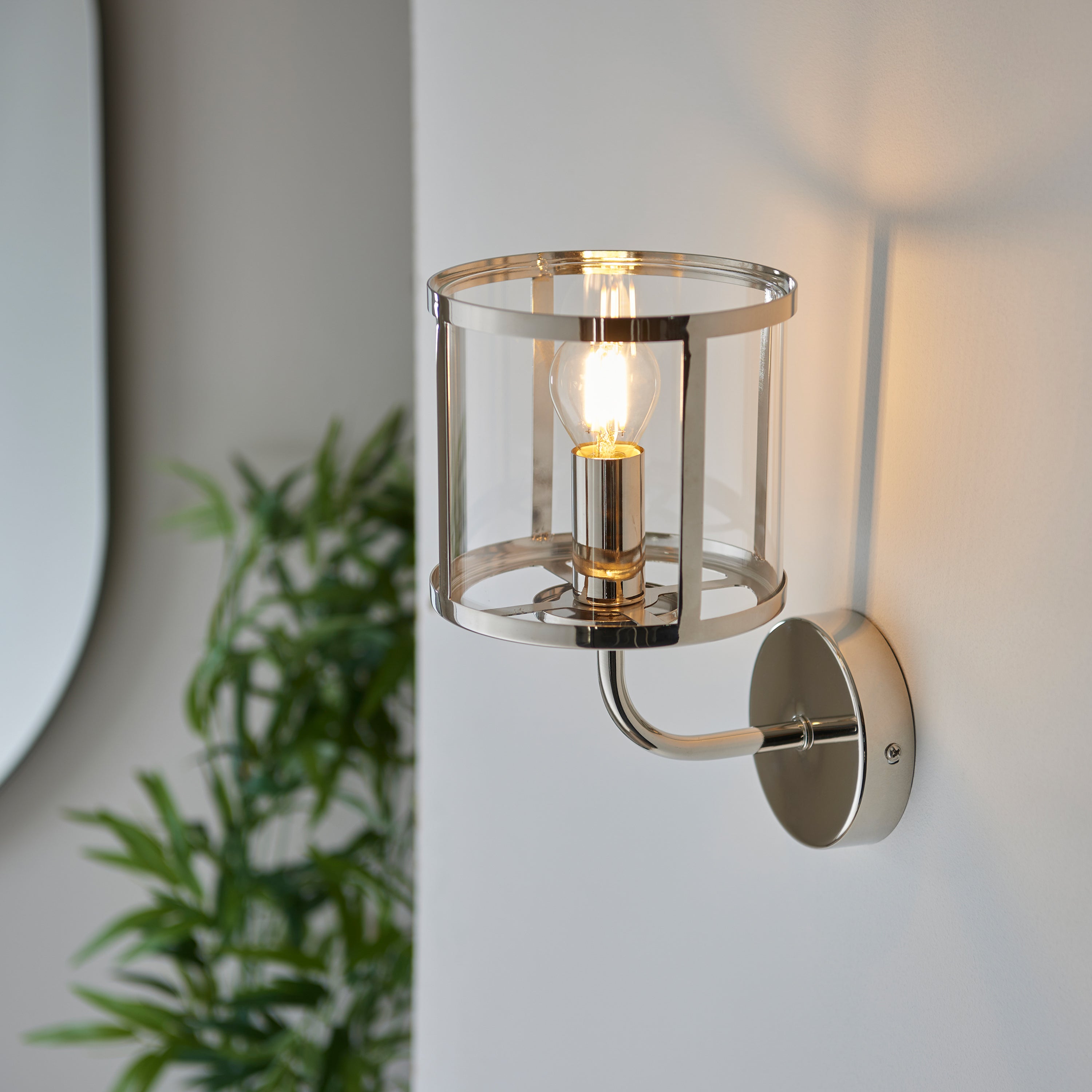Abern Bright Nickel Wall Light