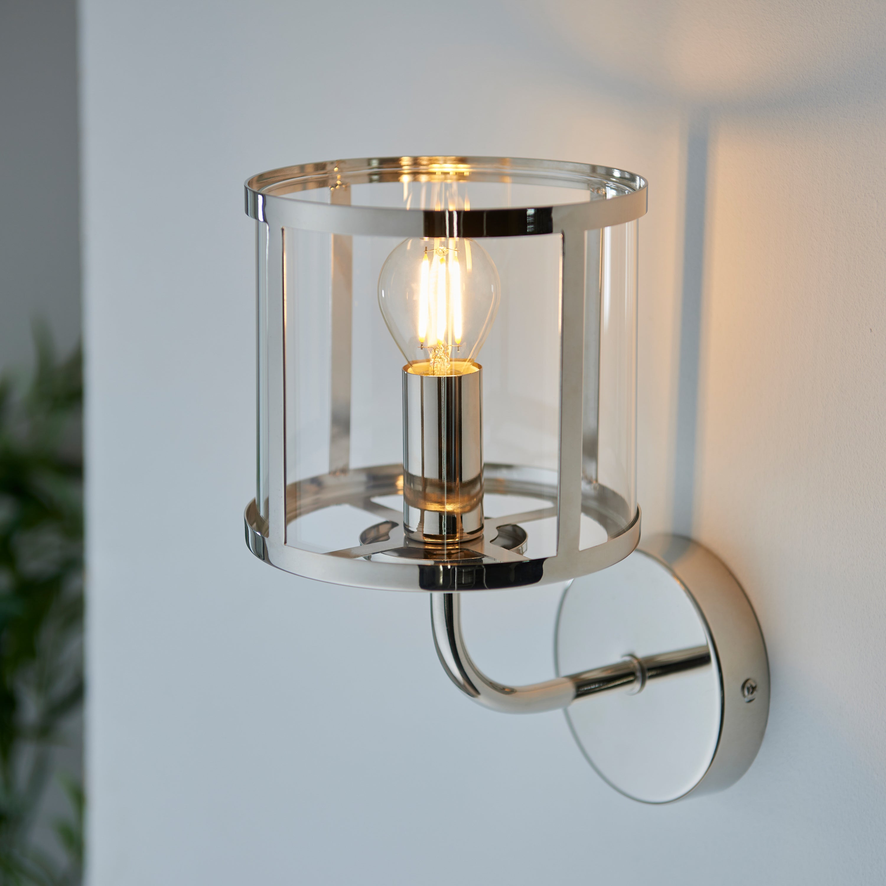 Abern Bright Nickel Wall Light