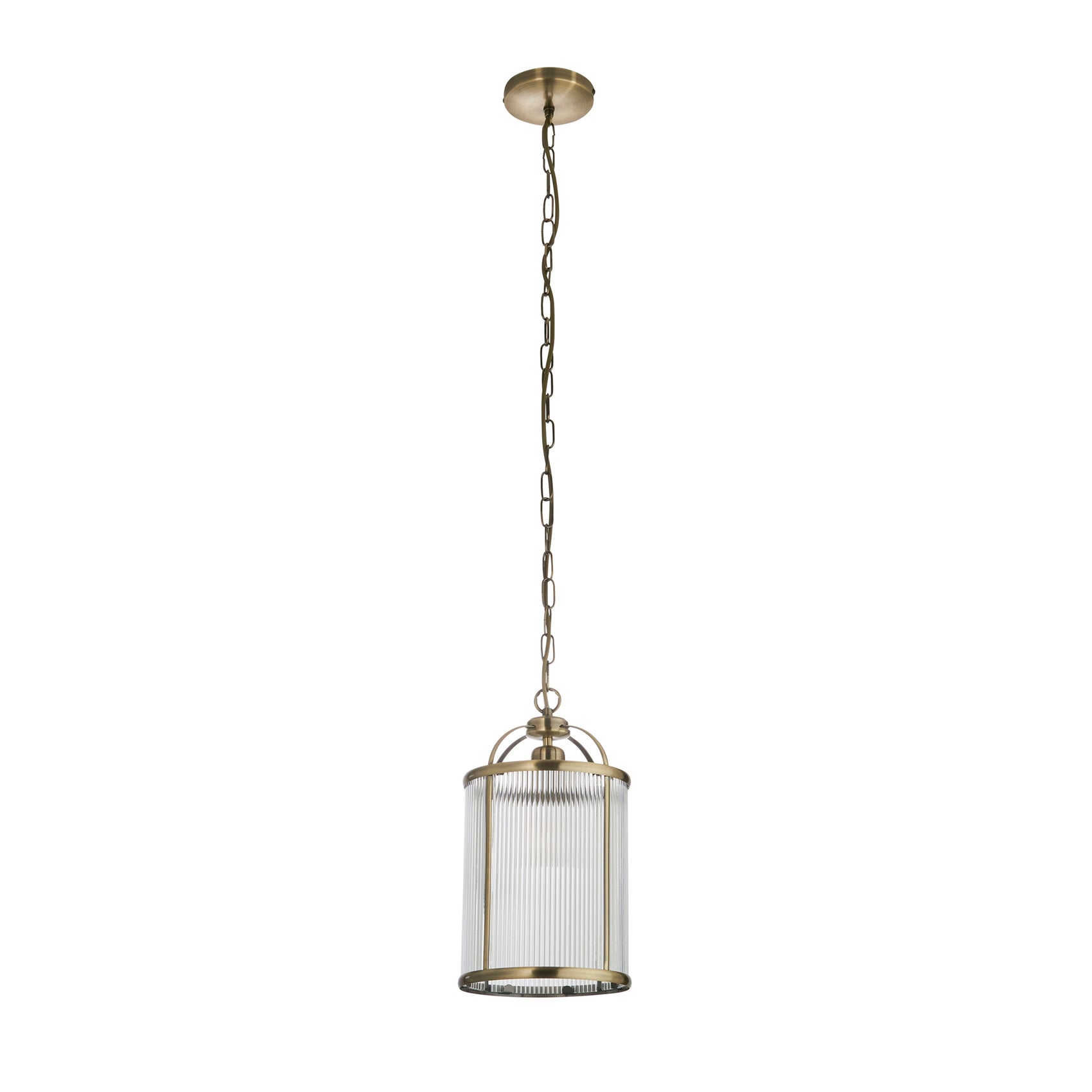 Annetta Ribbed Glass & Gold Pendant Light | Small