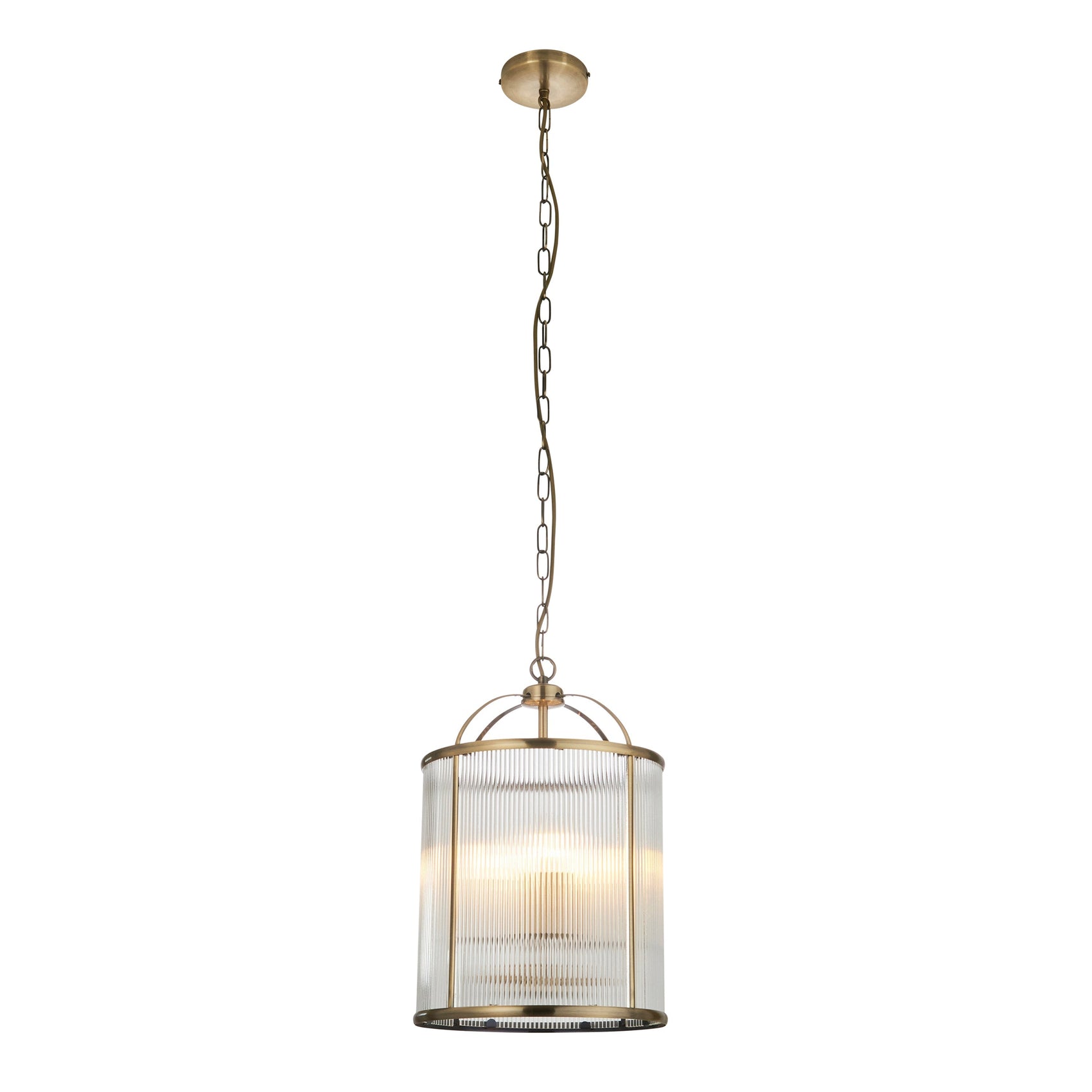 Annetta Ribbed Glass & Gold Pendant Light | Large