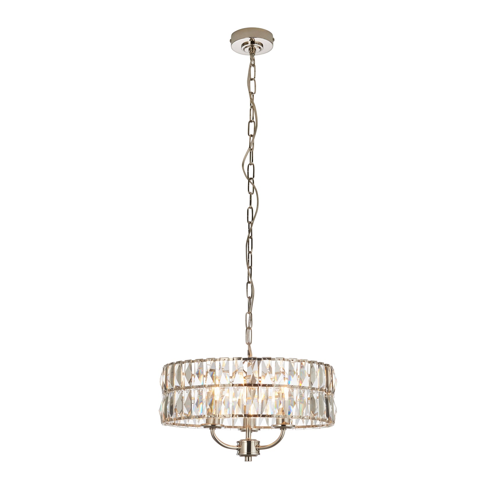 Albion Bright Nickel & Crystal Glass Pendant Light | Small