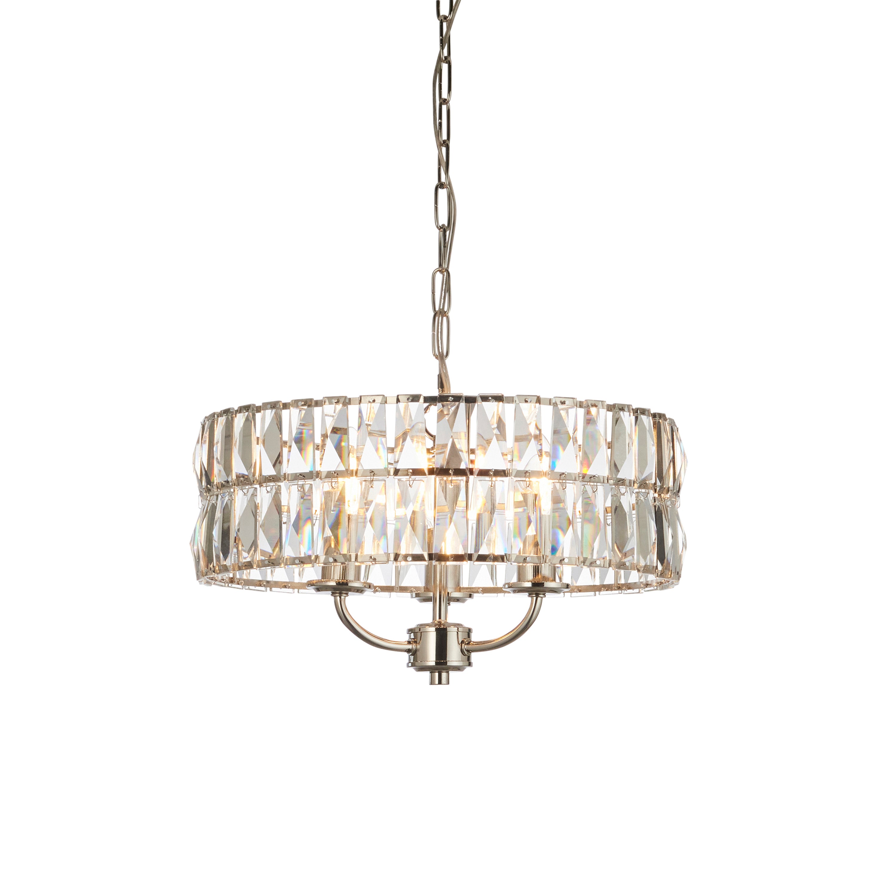 Albion Bright Nickel & Crystal Glass Pendant Light | Small