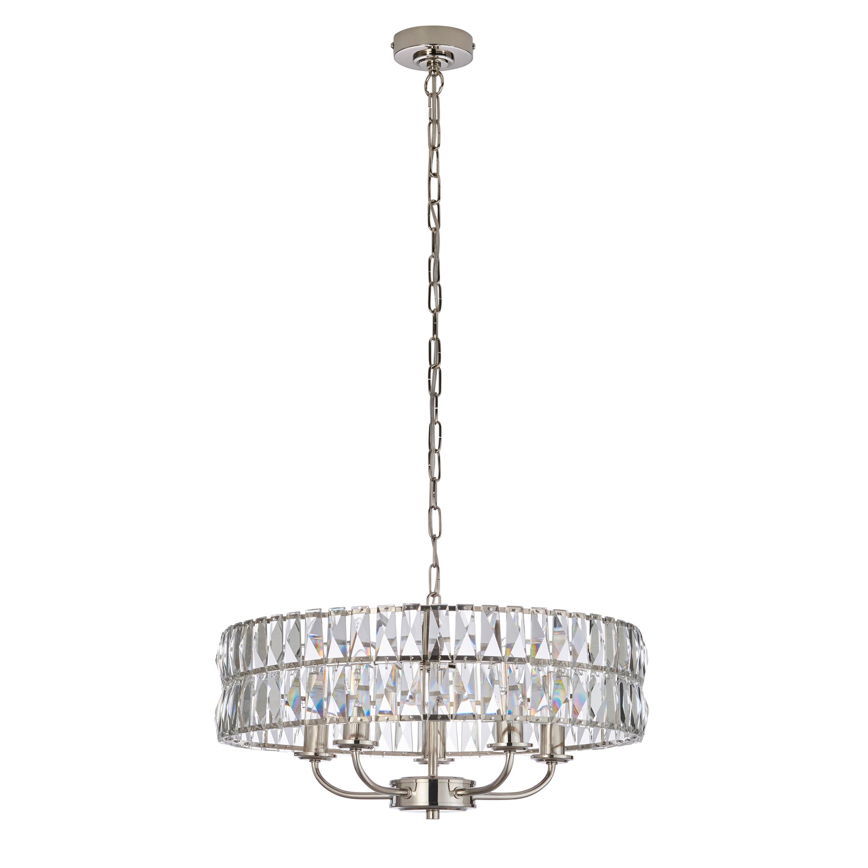 Albion Bright Nickel & Crystal Glass Pendant Light | Large