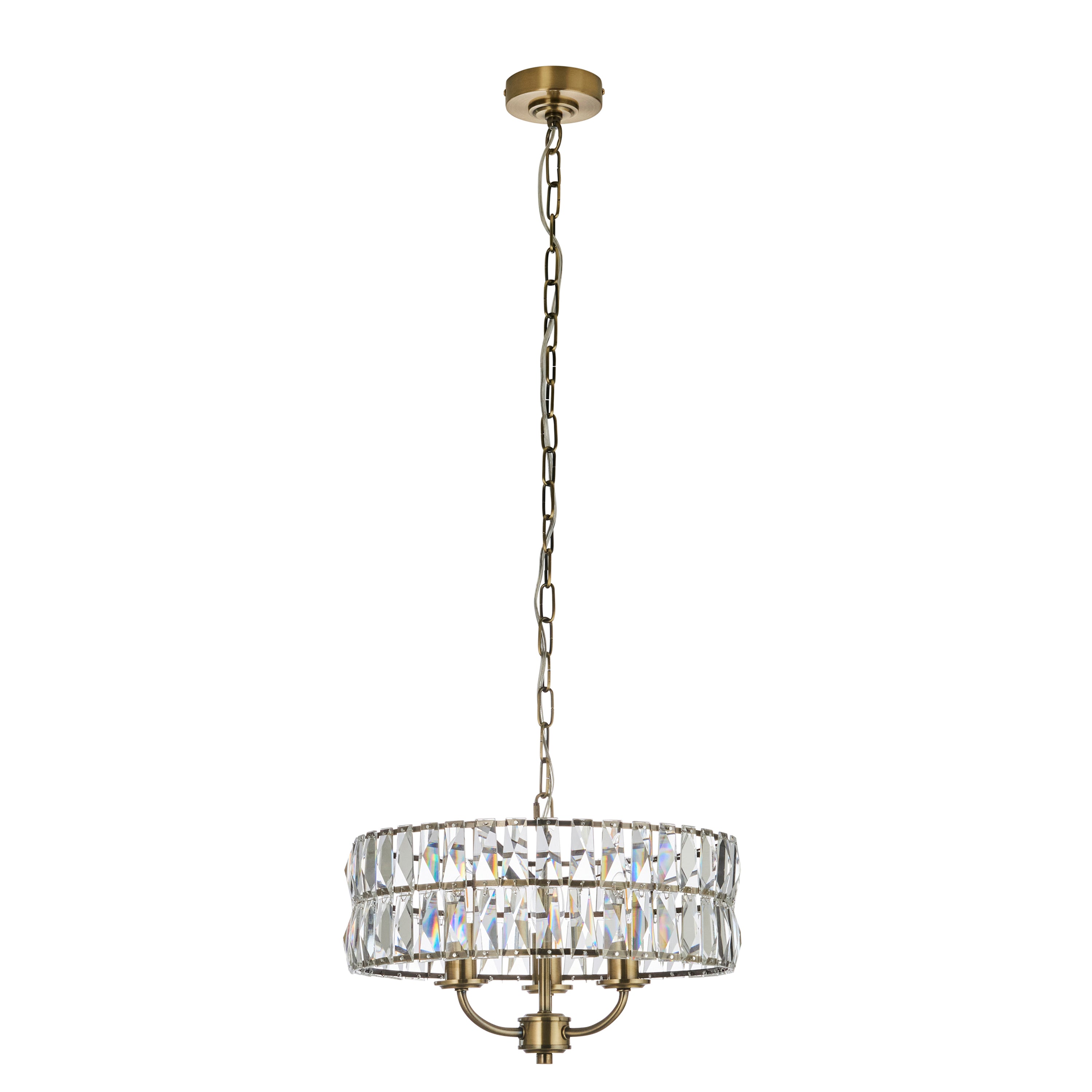 Albion Antique Brass & Crystal Glass Pendant Light | Small