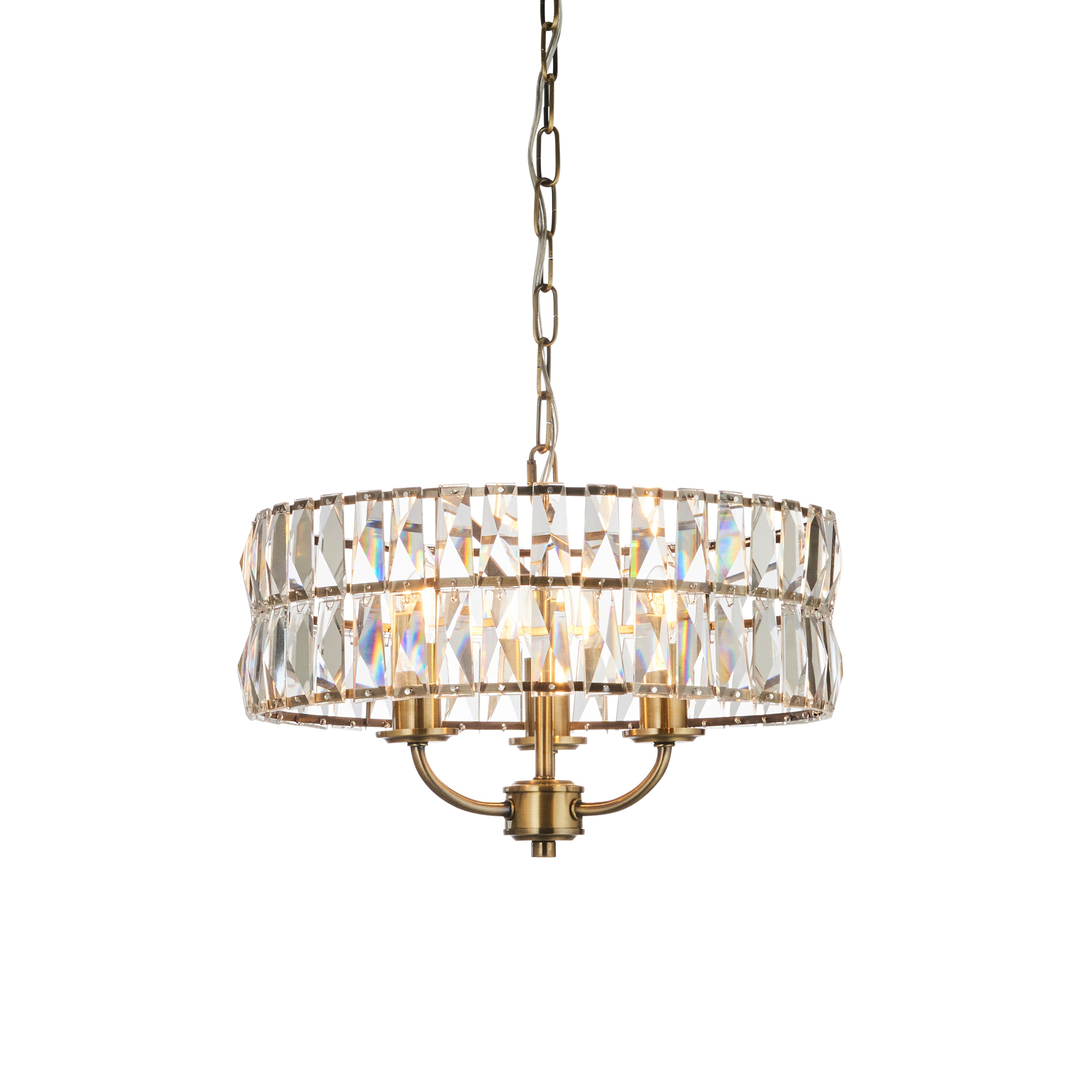 Albion Antique Brass & Crystal Glass Pendant Light | Small