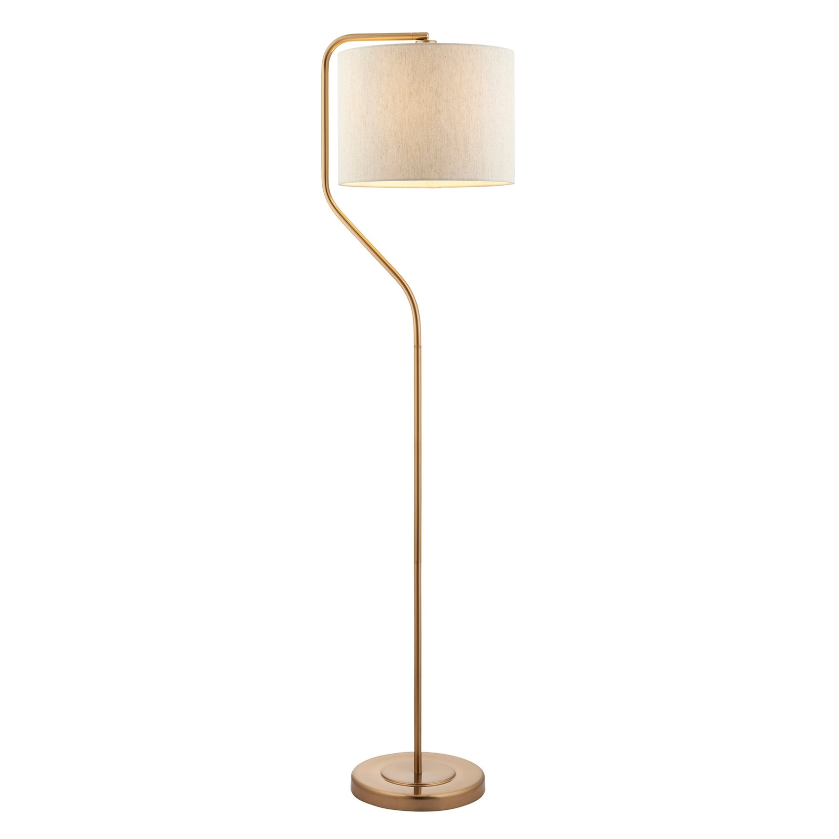 Sorrell Brushed Aged Brass & Natural Linen Floor Lamp