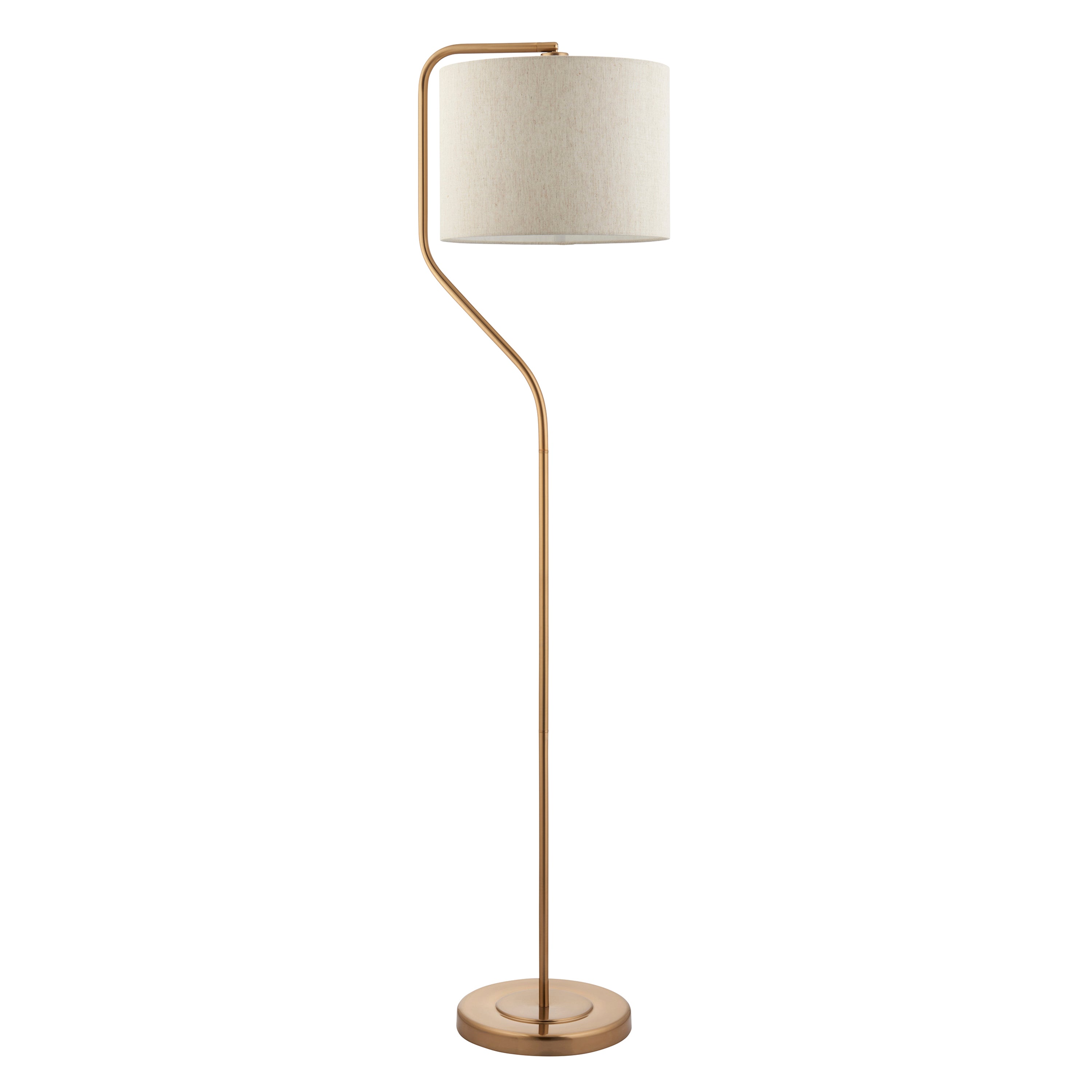 Sorrell Brushed Aged Brass & Natural Linen Floor Lamp