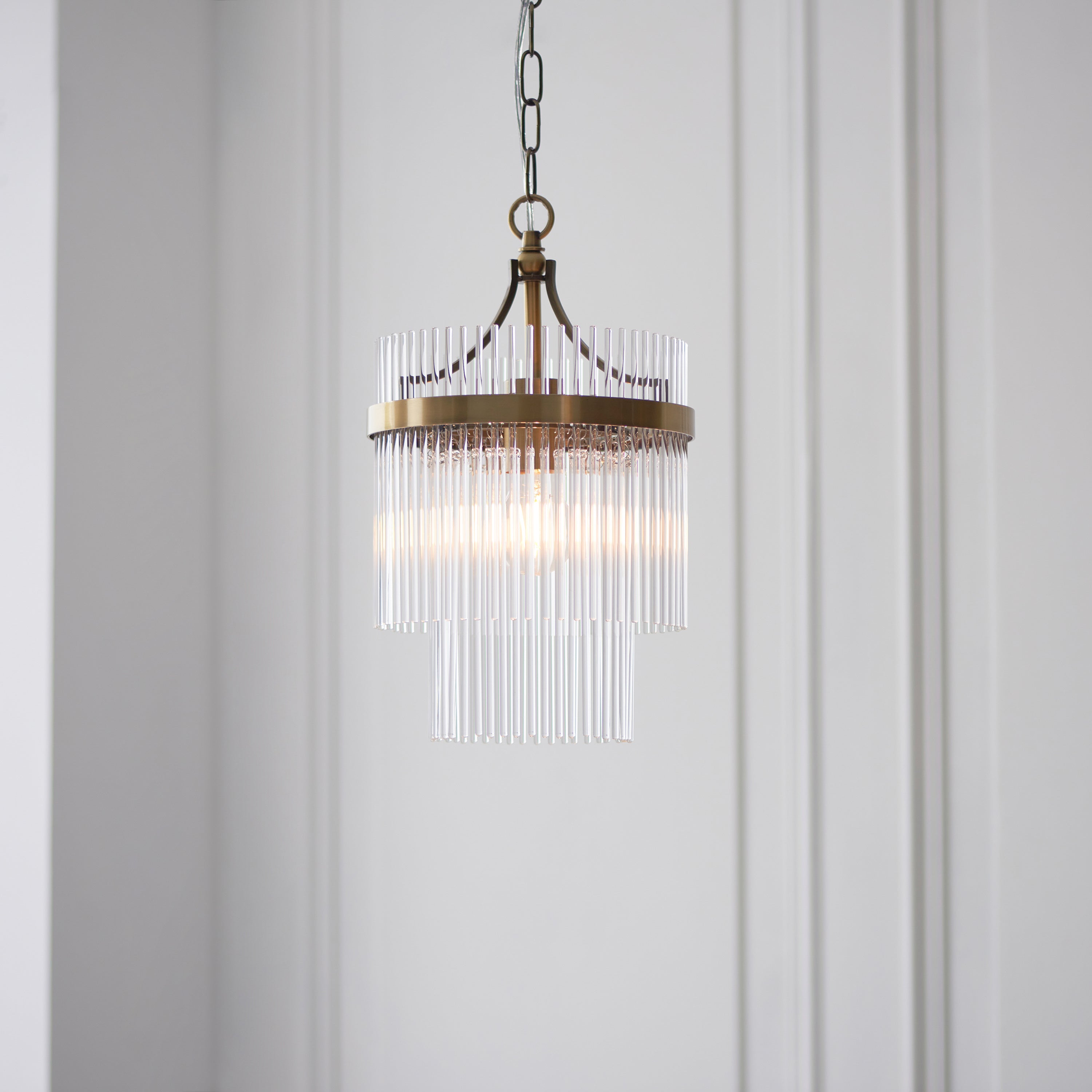 Vizzini Antique Brass Gold & Glass Single Pendant Light