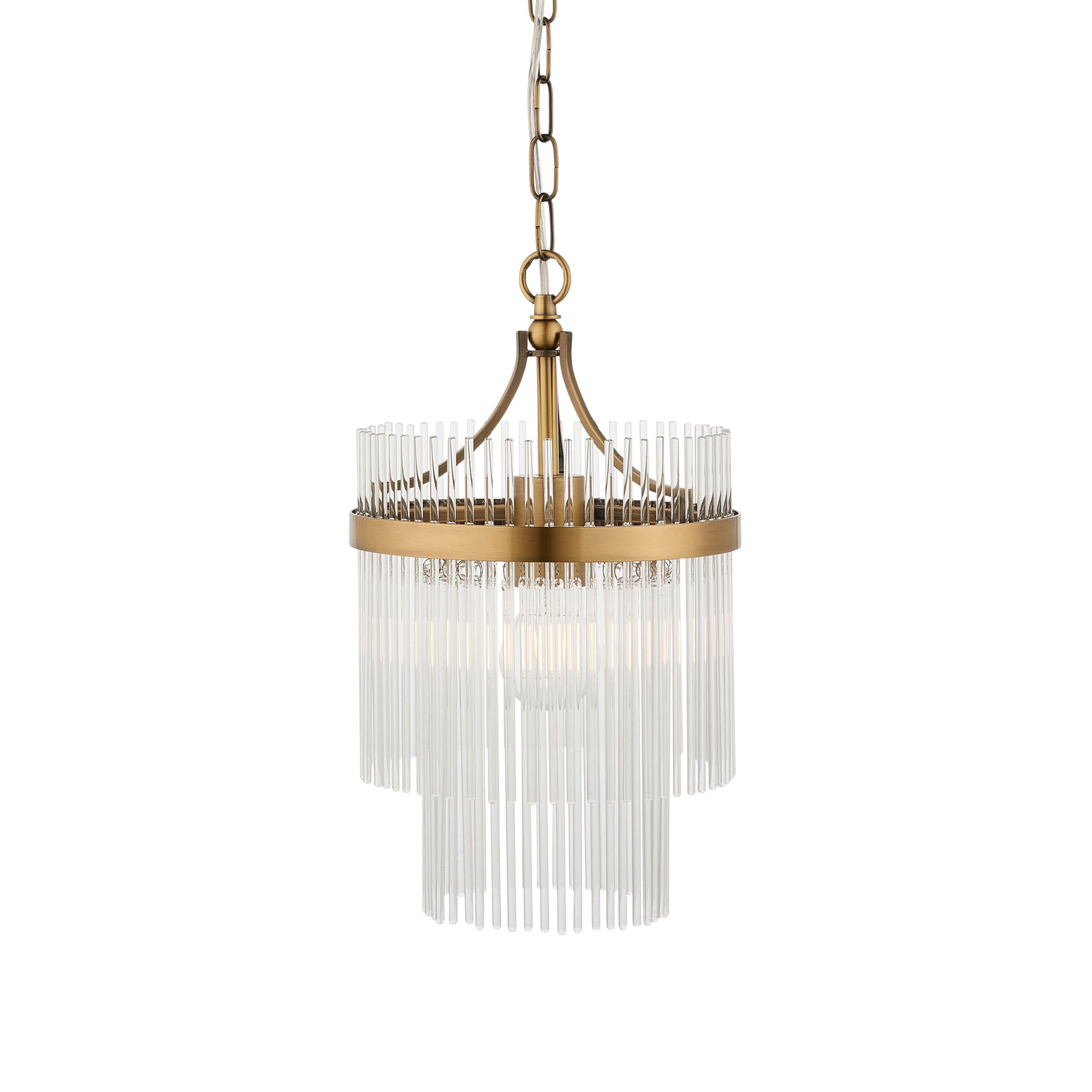 Vizzini Antique Brass Gold & Glass Single Pendant Light