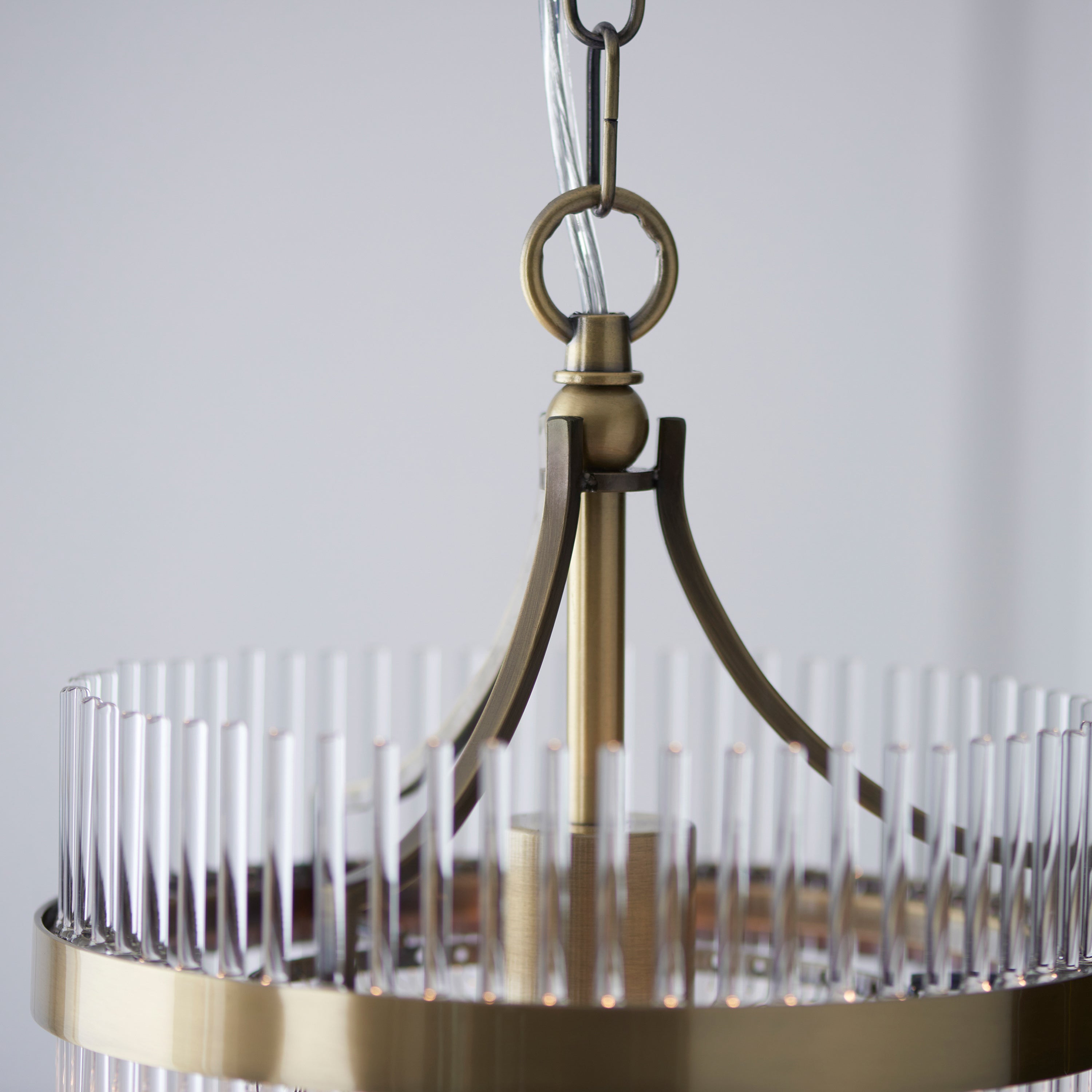 Vizzini Antique Brass Gold & Glass Single Pendant Light