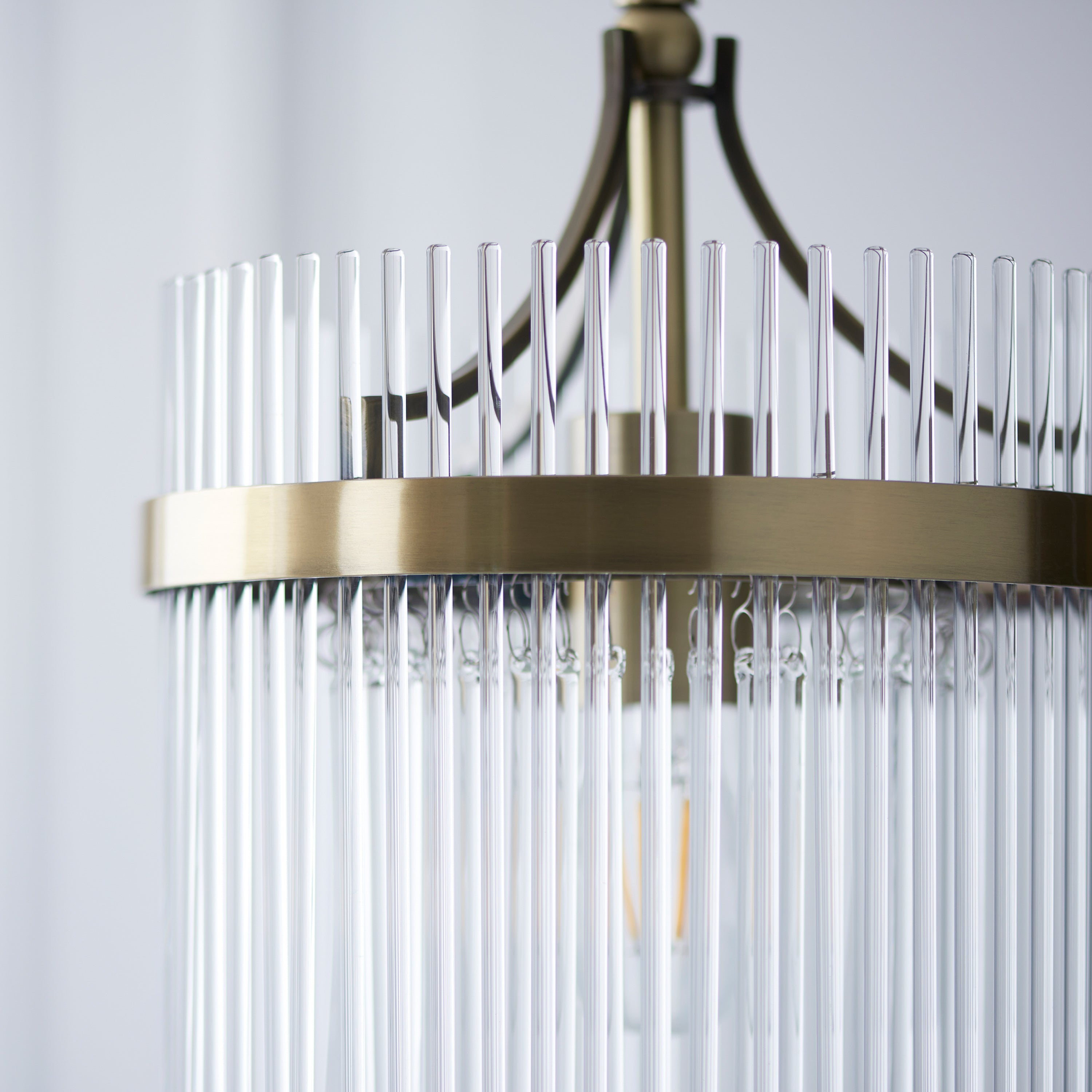 Vizzini Antique Brass Gold & Glass Single Pendant Light