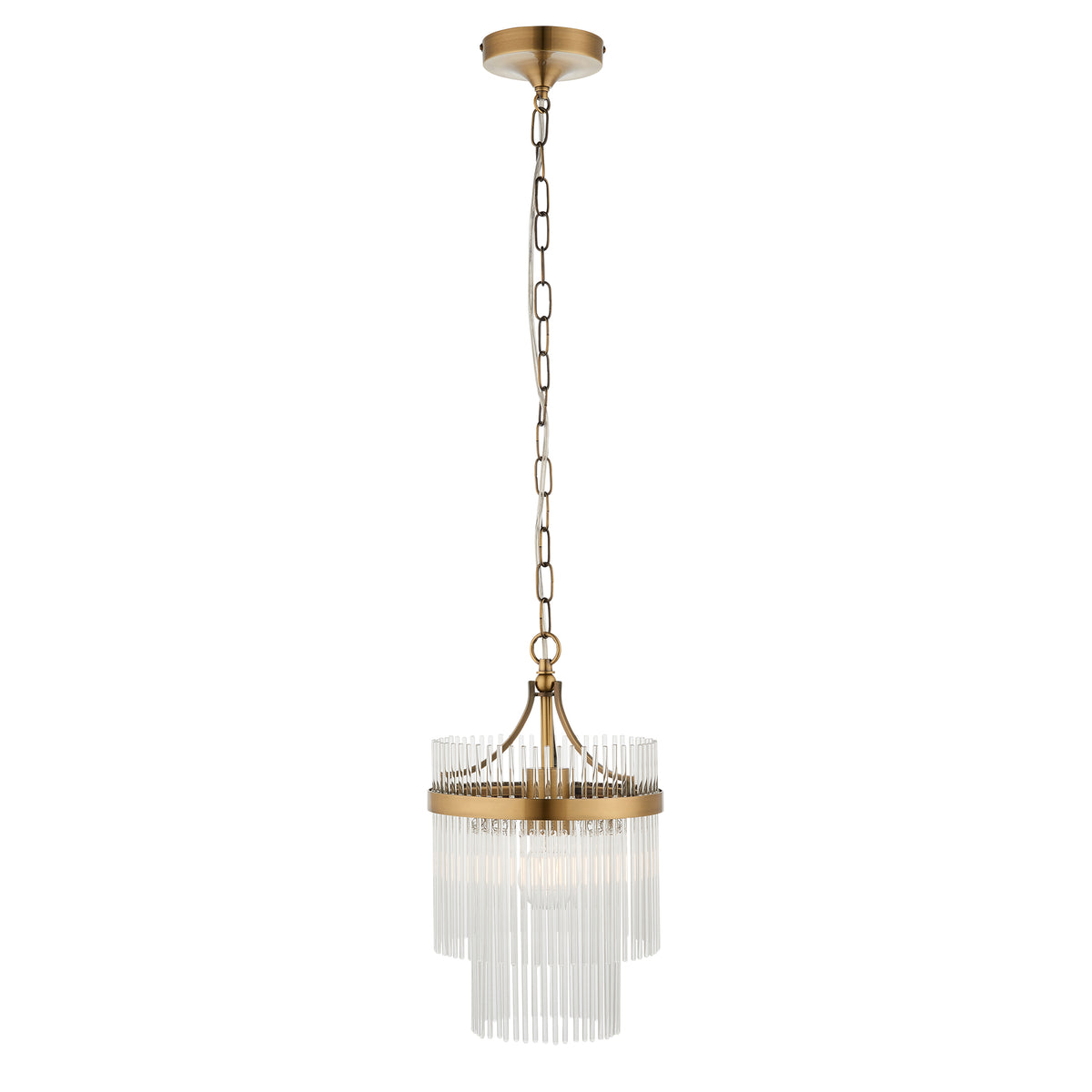 Vizzini Antique Brass Gold & Glass Single Pendant Light