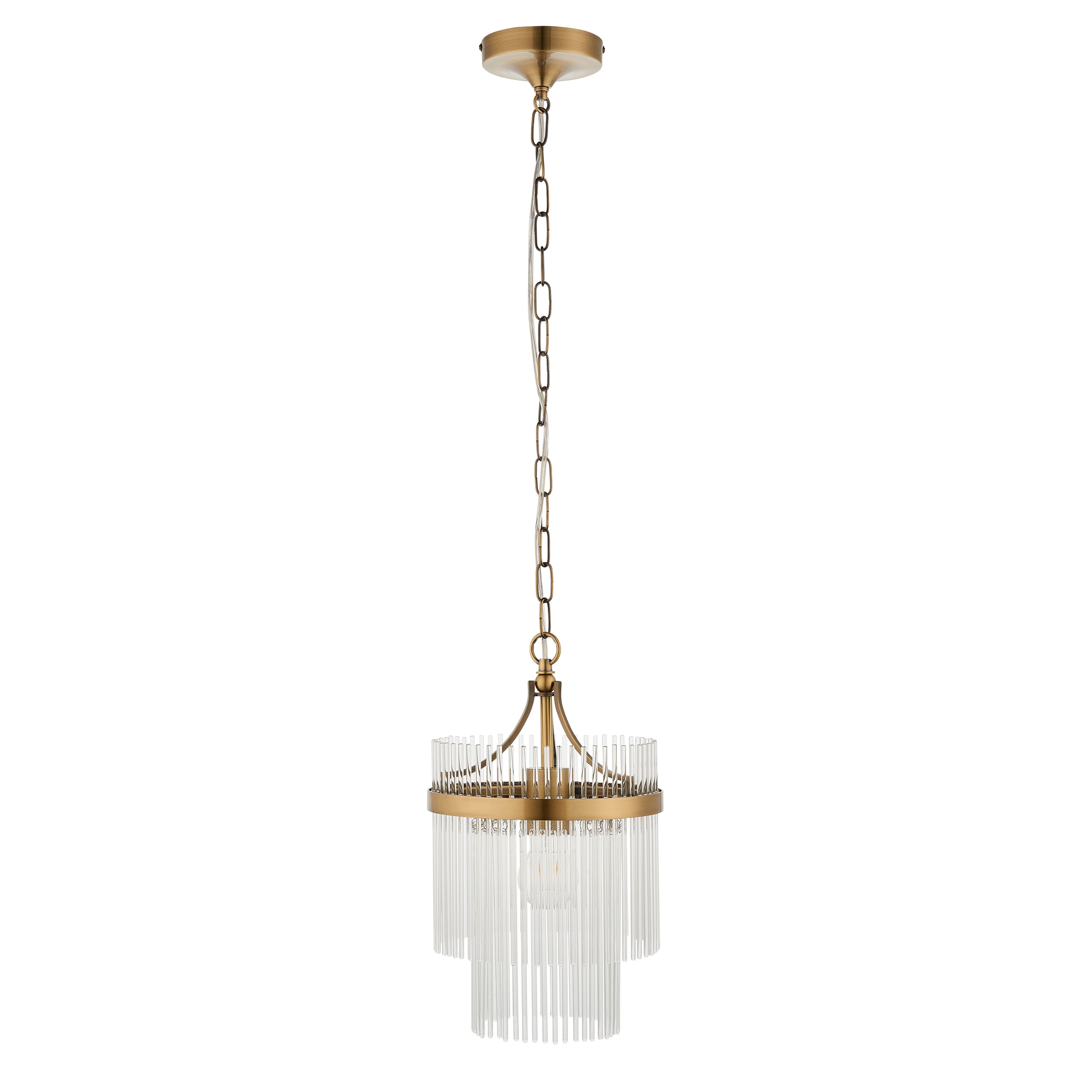 Vizzini Antique Brass Gold & Glass Single Pendant Light