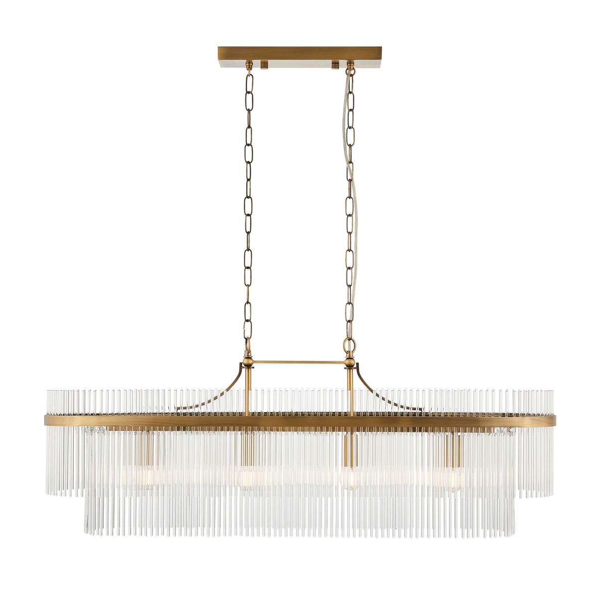 Vizzini Antique Brass Gold & Glass Oval Pendant Light