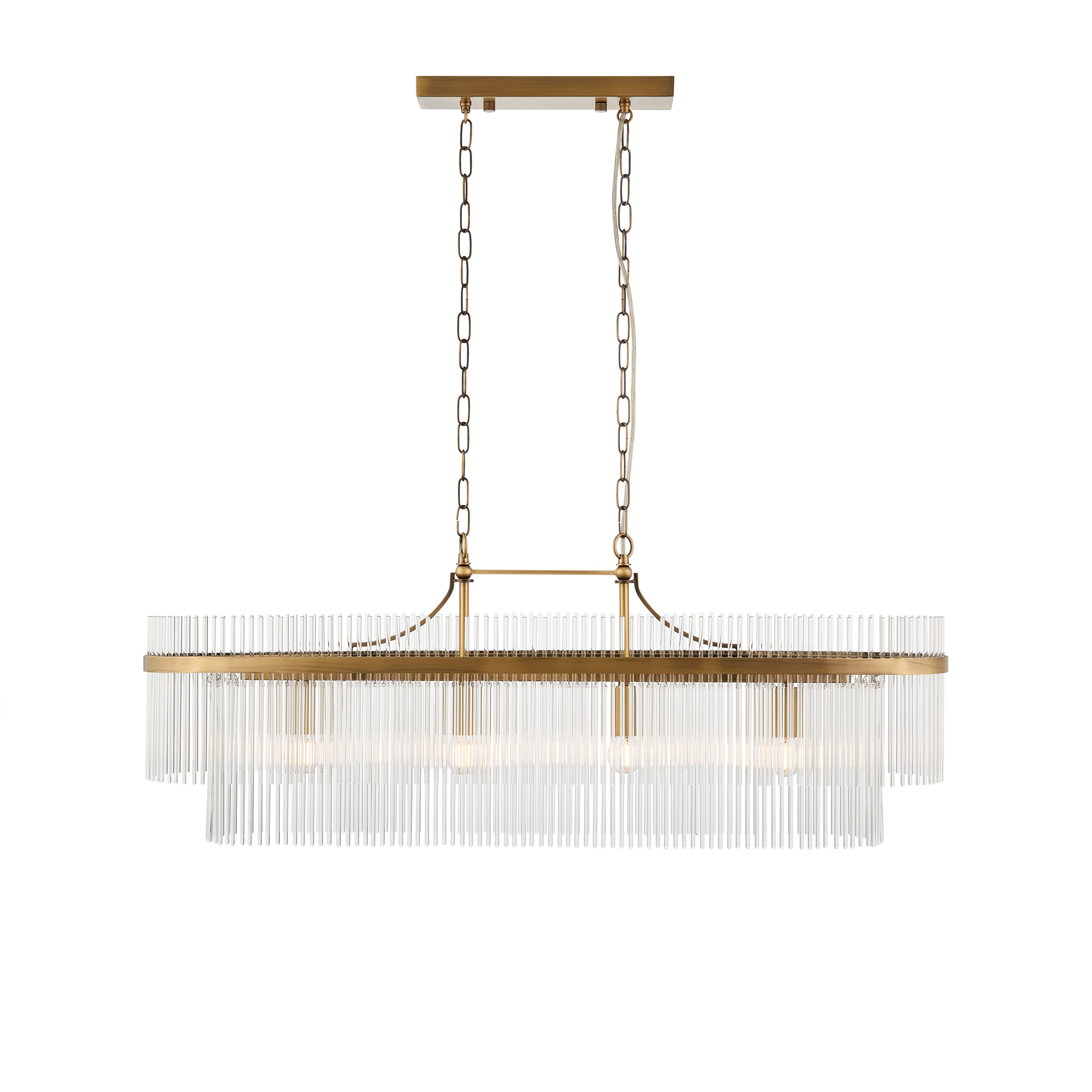 Vizzini Antique Brass Gold & Glass Oval Pendant Light