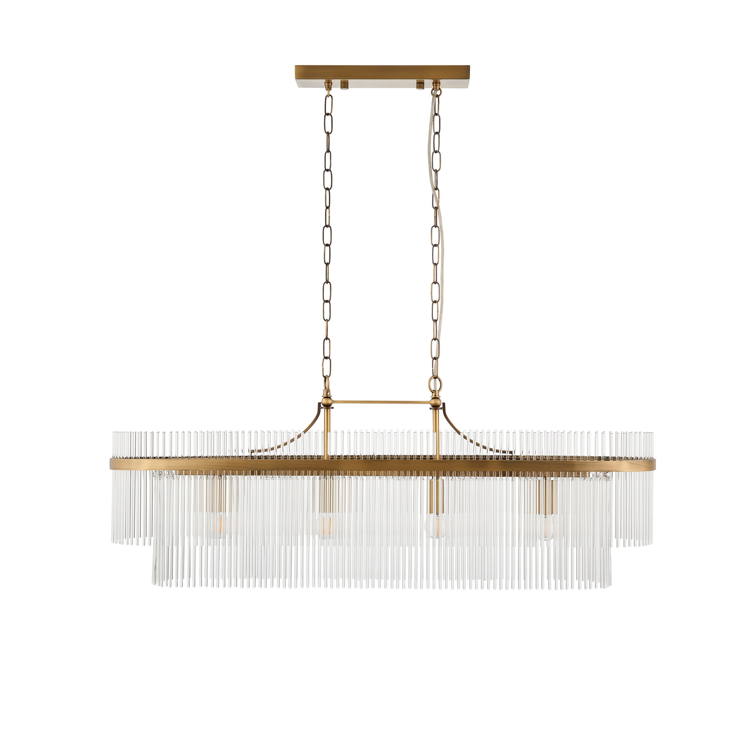 Vizzini Antique Brass Gold & Glass Oval Pendant Light