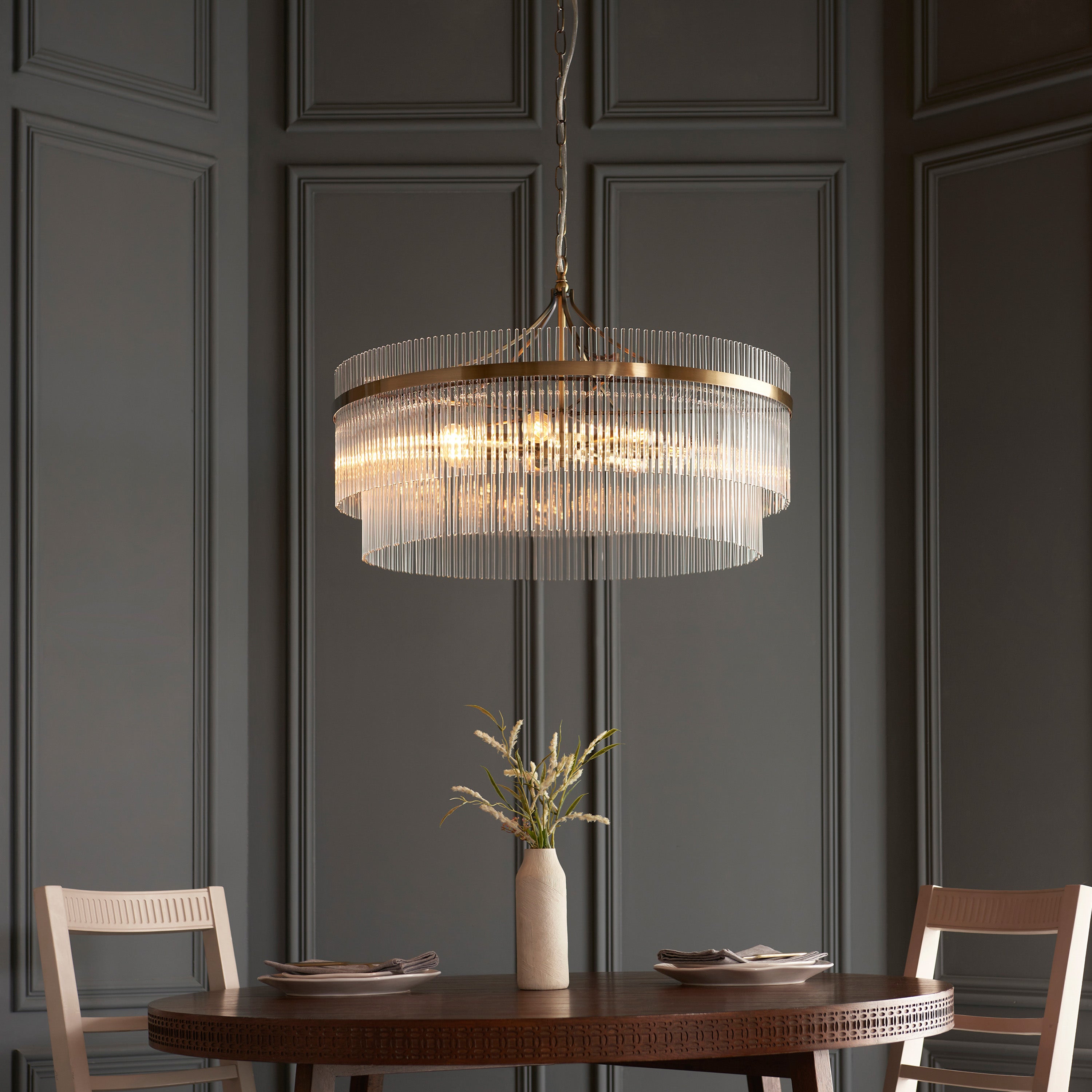 Vizzini Grand Antique Brass Gold & Glass Chandelier | Large