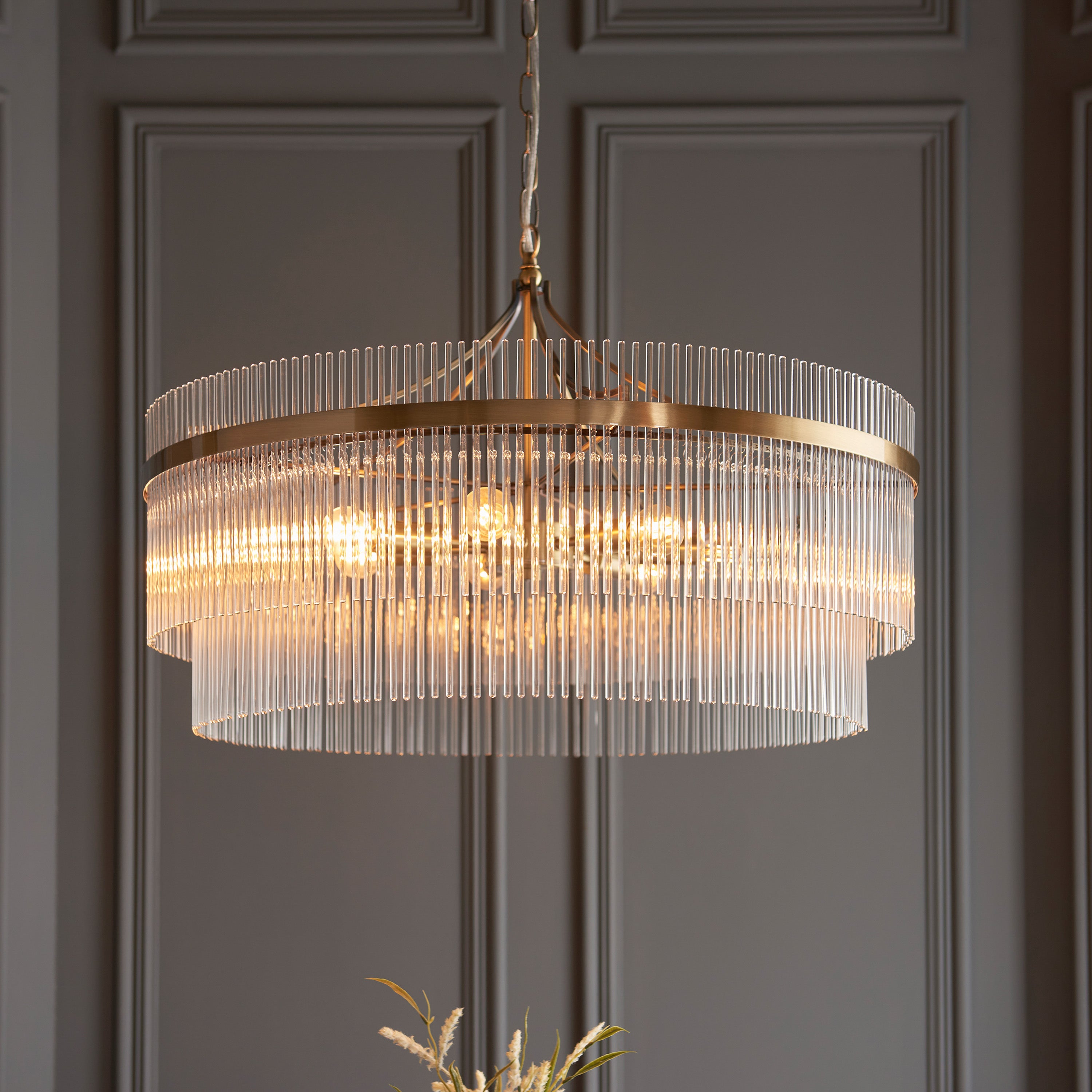 Vizzini Grand Antique Brass Gold & Glass Chandelier | Large