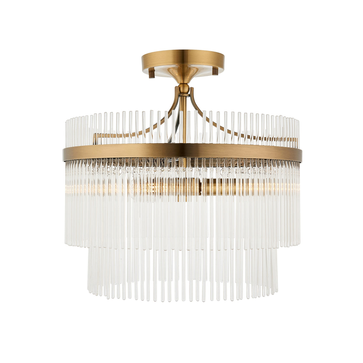 Vizzini Antique Brass & Glass Rods Ceiling Light