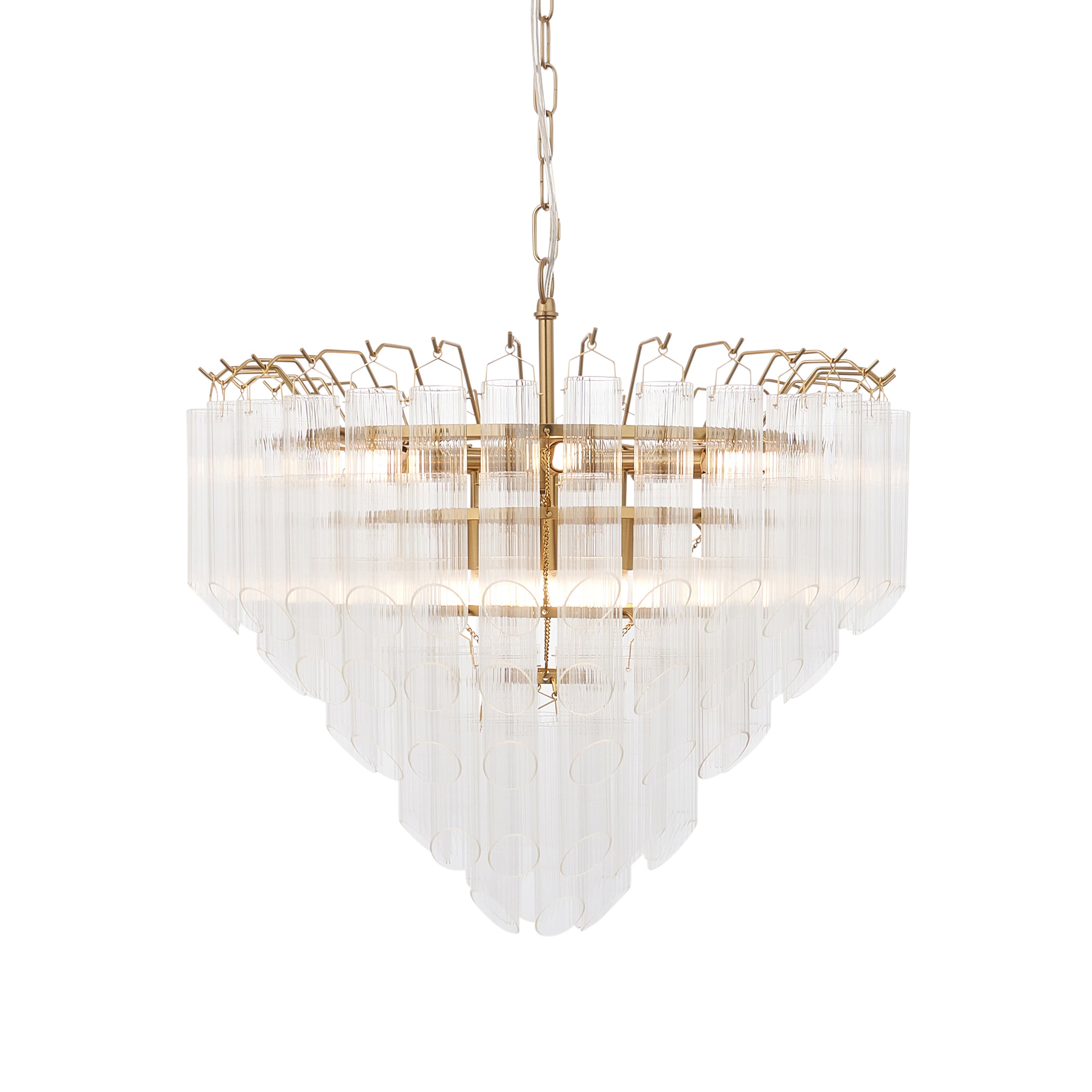 Balma Brushed Gold & Ribbed Glass Chandelier | Large