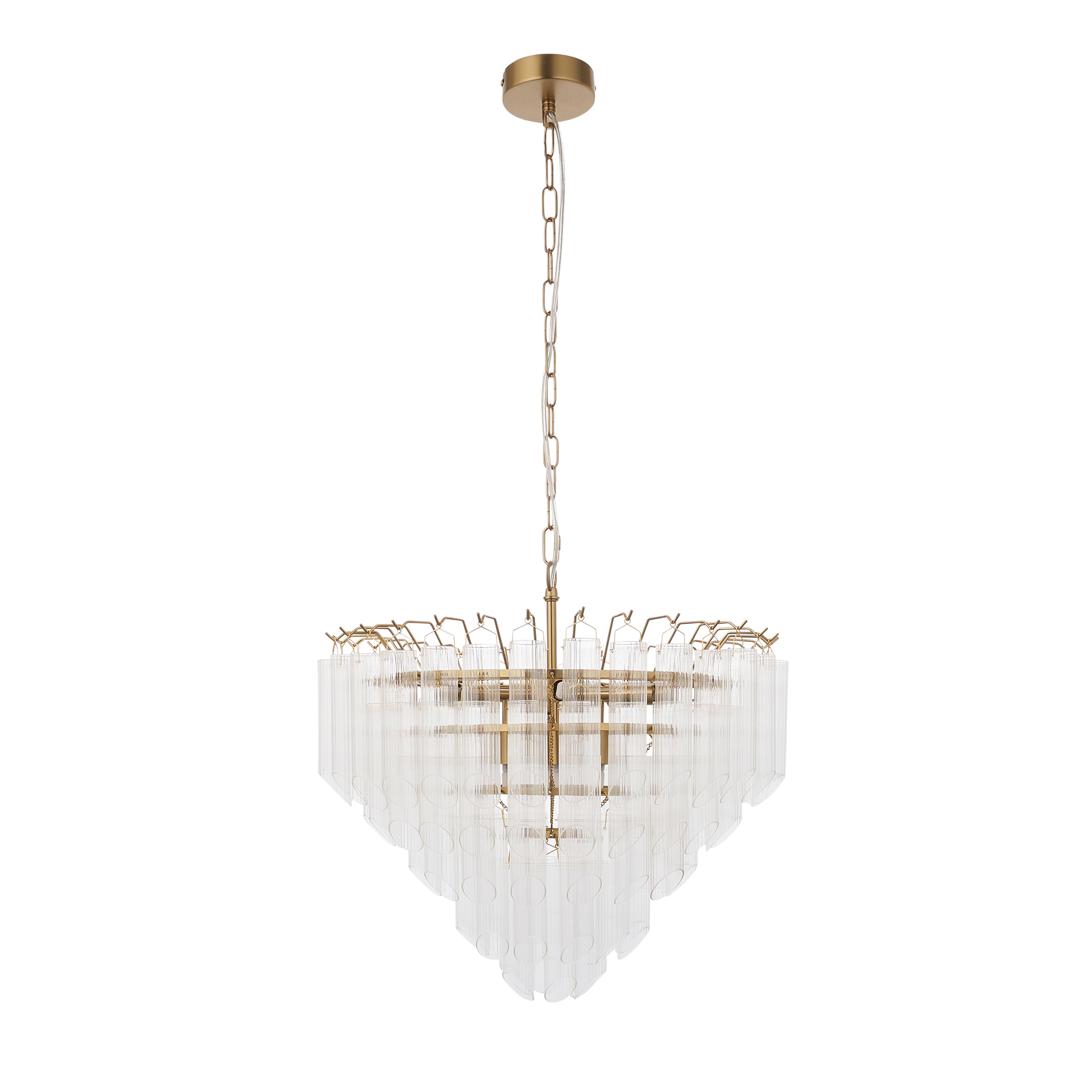 Balma Brushed Gold & Ribbed Glass Chandelier | Large