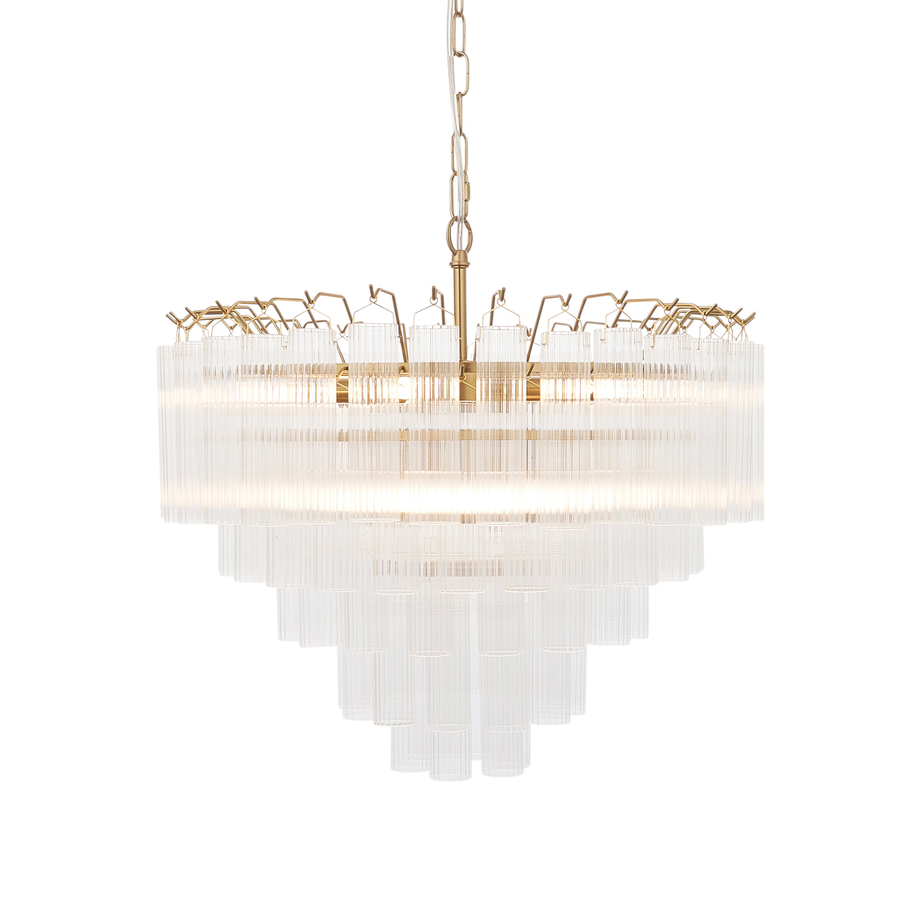 Balma Brushed Gold & Ribbed Glass Chandelier | Medium