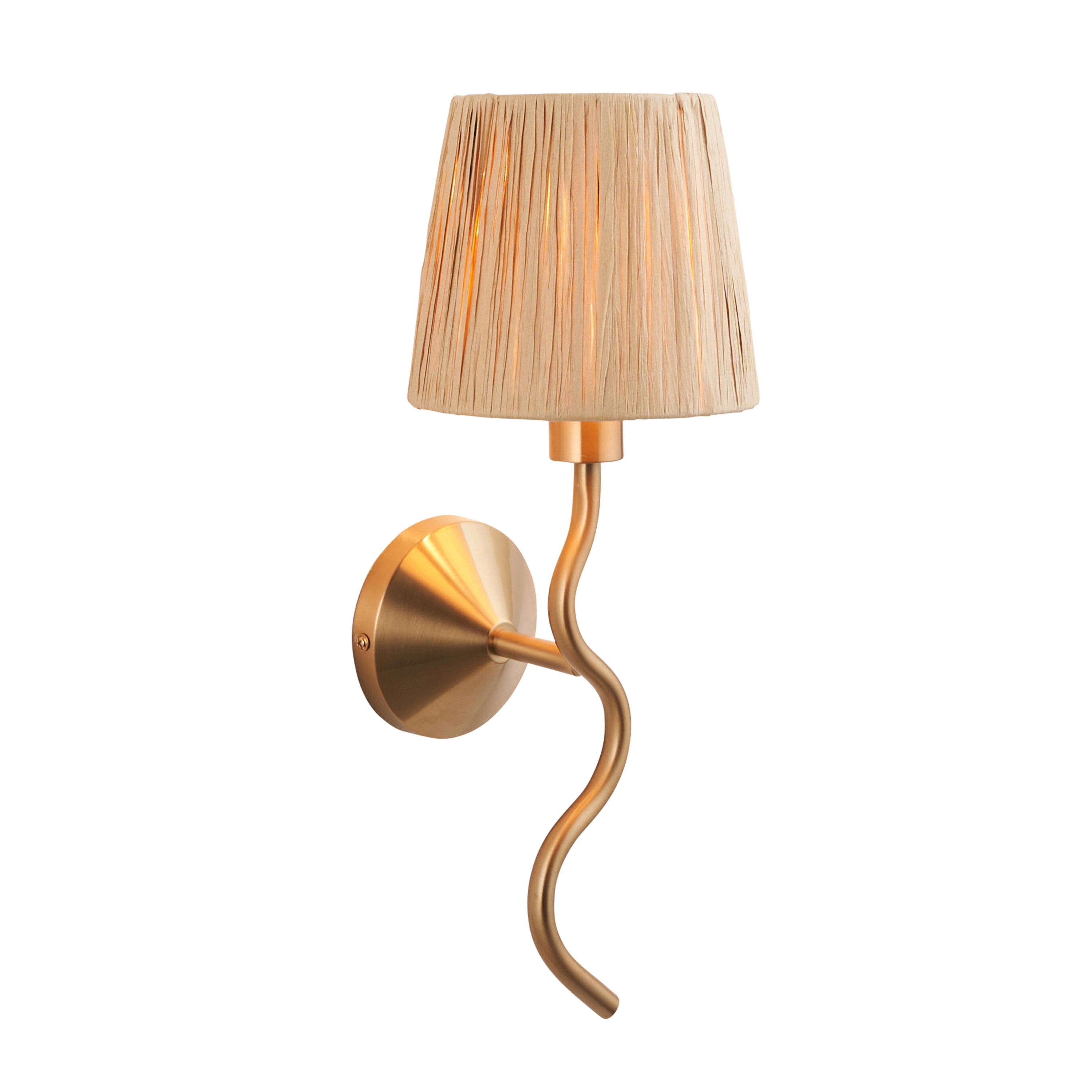 Sena Brushed Aged Brass & Natural Raffia Wall Light