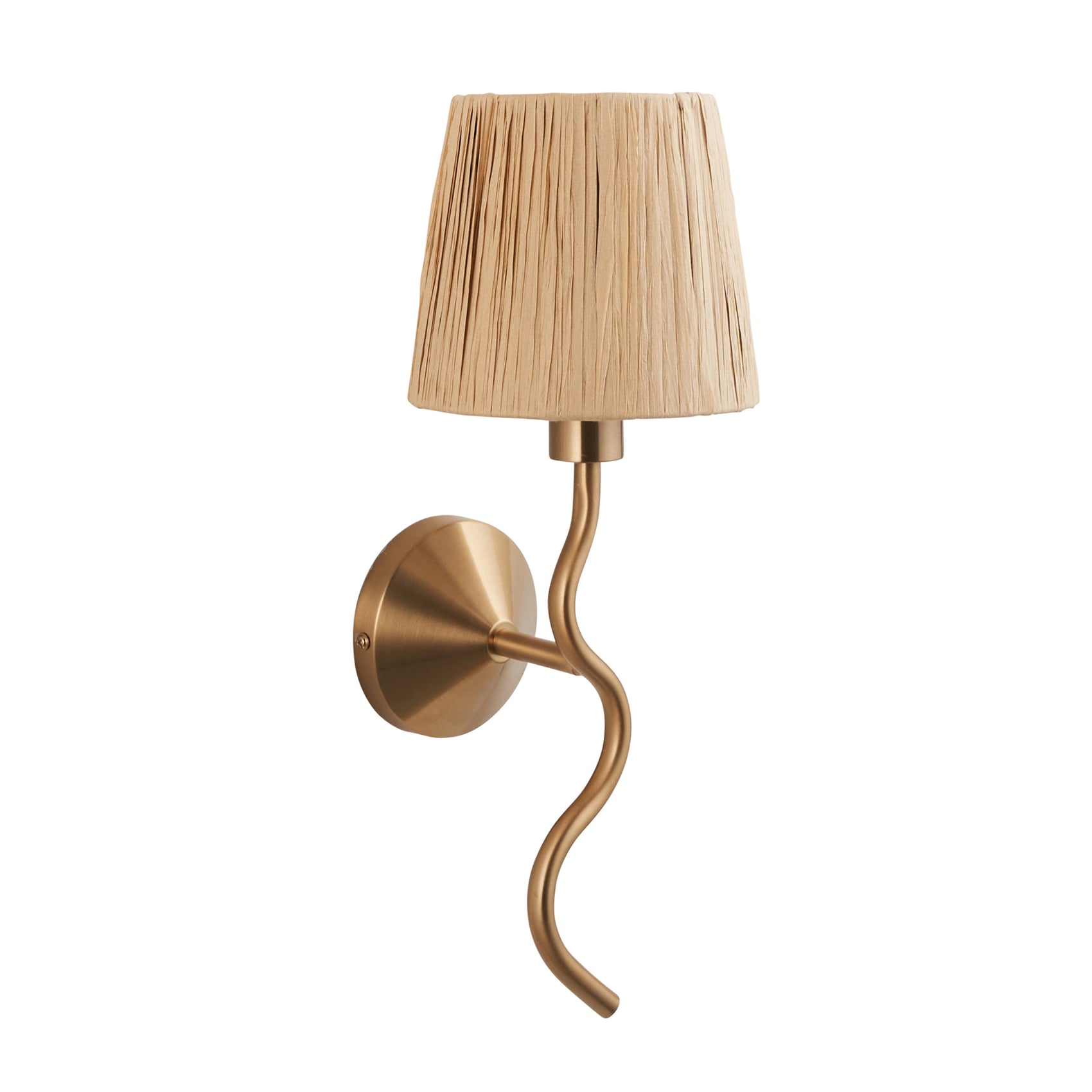 Sena Brushed Aged Brass & Natural Raffia Wall Light