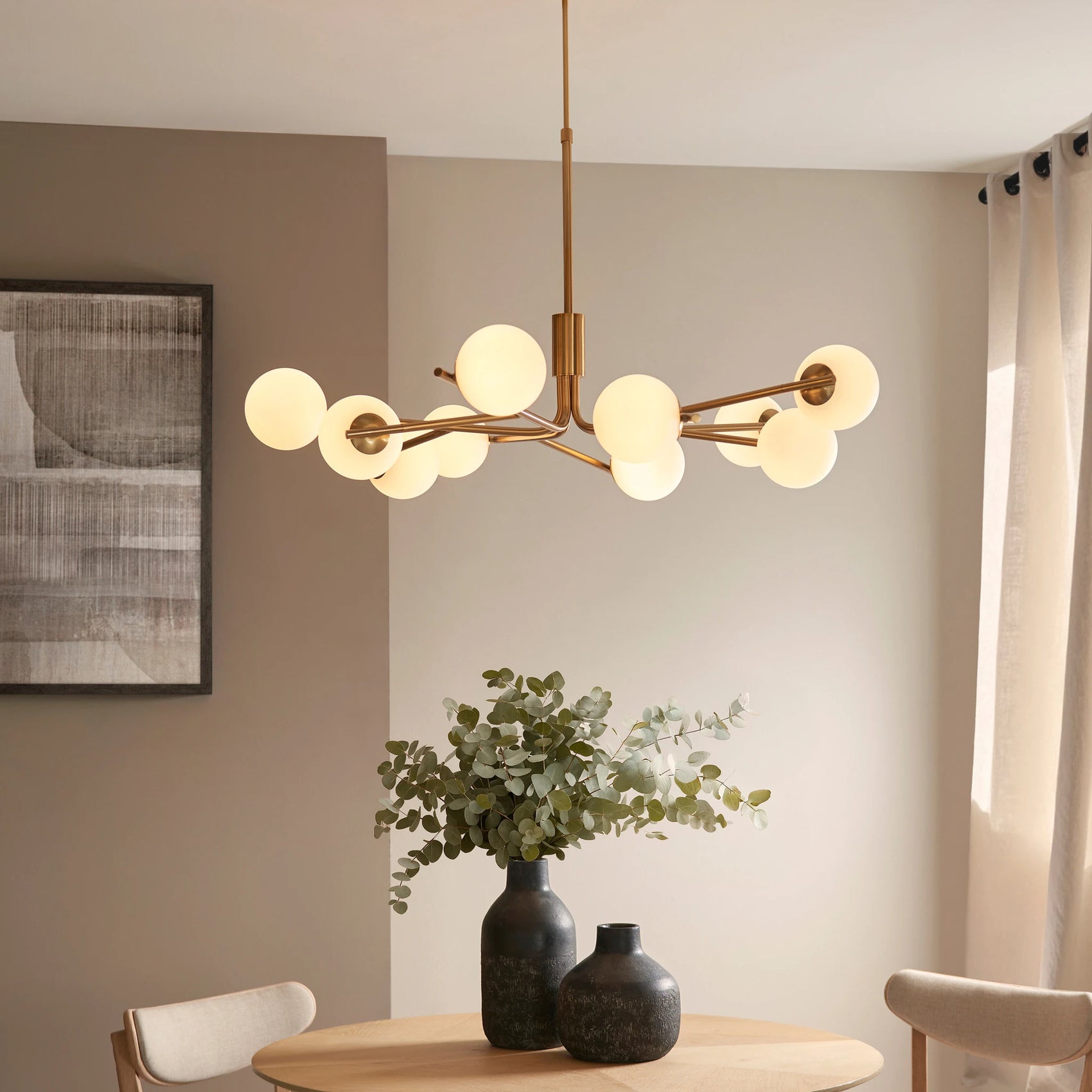 Whitmore Brushed Aged Brass 10 Light Pendant