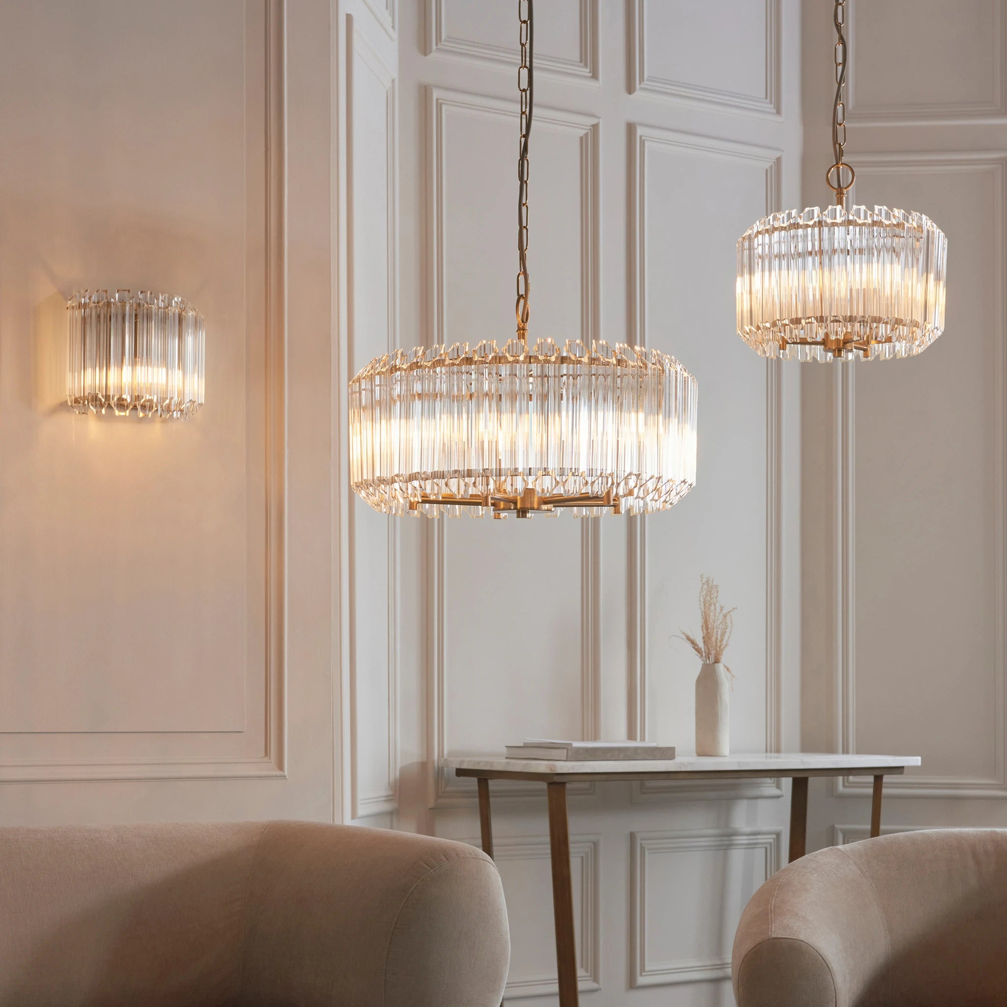 Lioren Brushed Aged Brass 3 Light Pendant