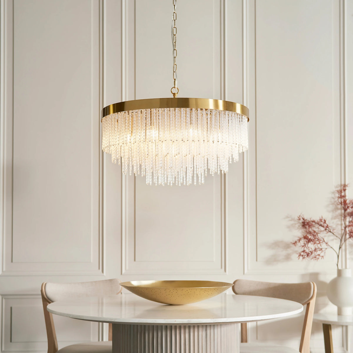Lumario Grand Brushed Aged Brass 9 Light Pendant