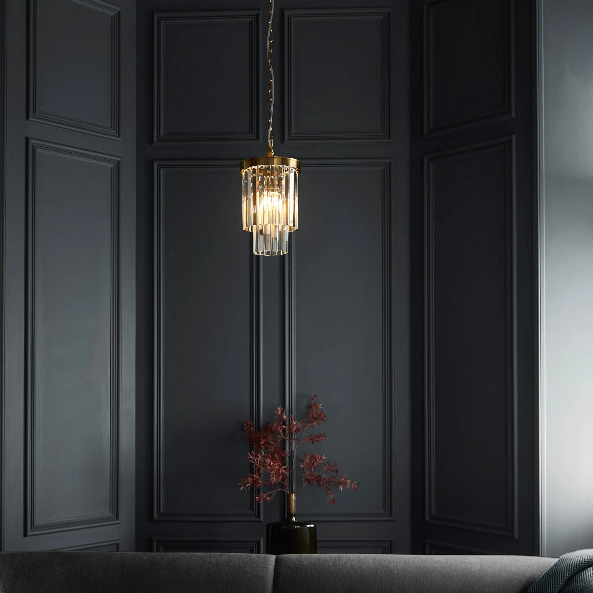 Reagan Brushed Aged Brass Single Pendant Light