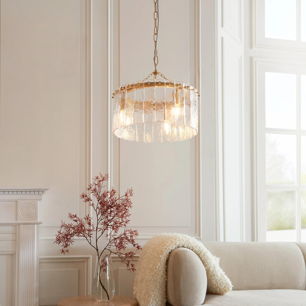 Orlena Brushed Aged Brass 3 Light Pendant