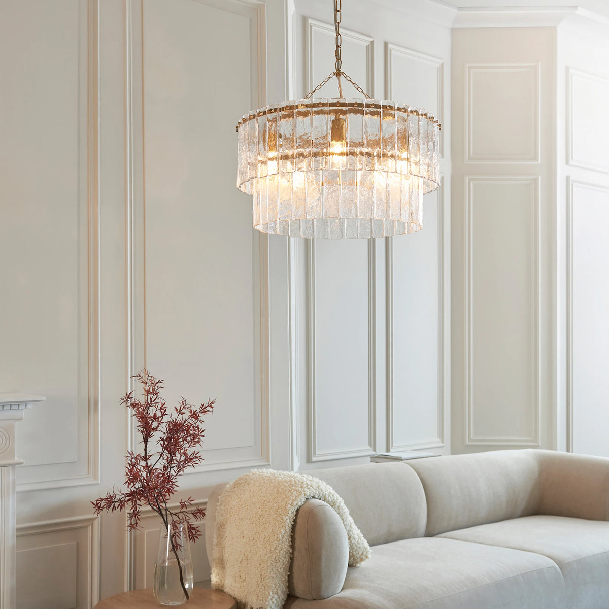Orlena Brushed Aged Brass 5 Light Tiered Pendant