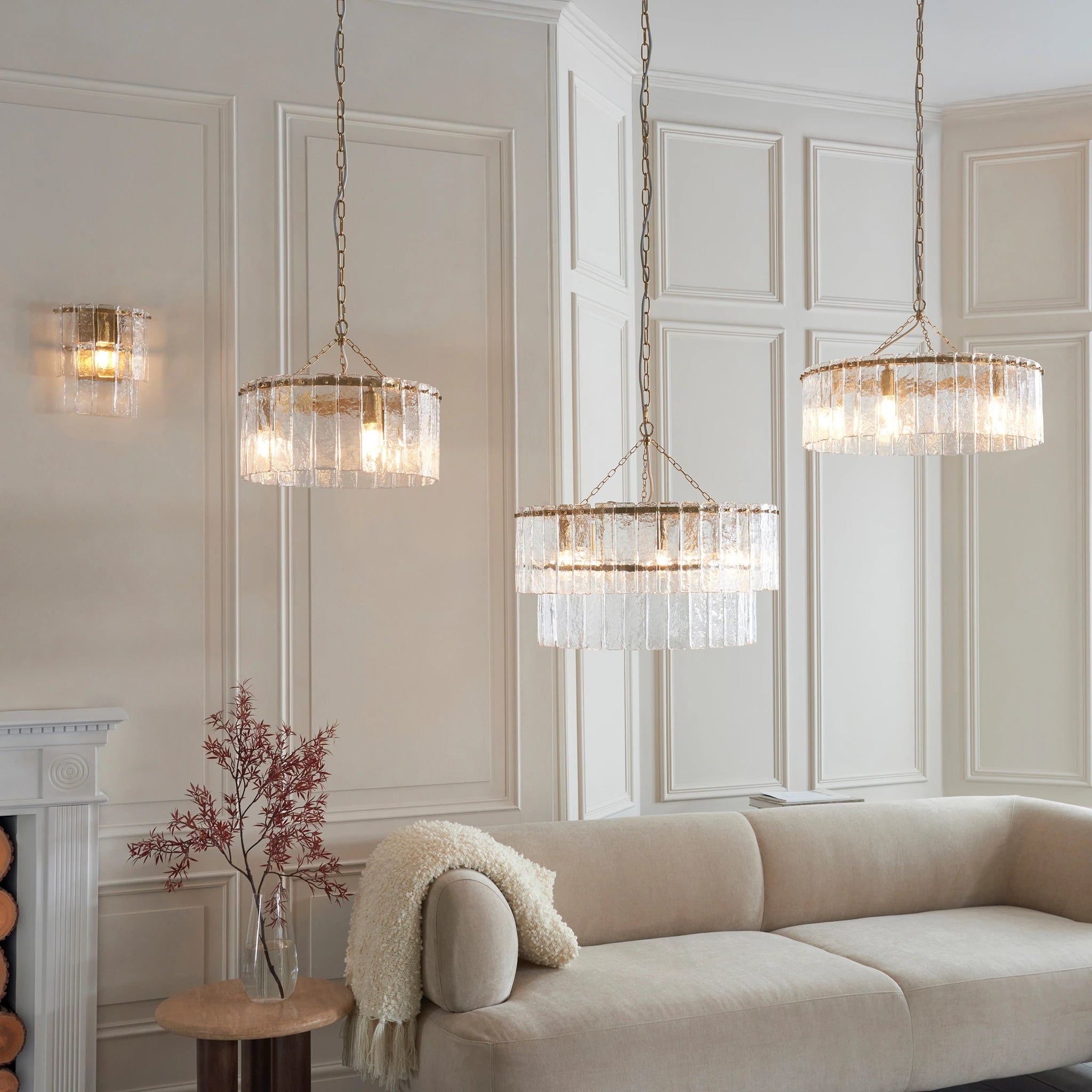 Orlena Brushed Aged Brass 5 Light Tiered Pendant