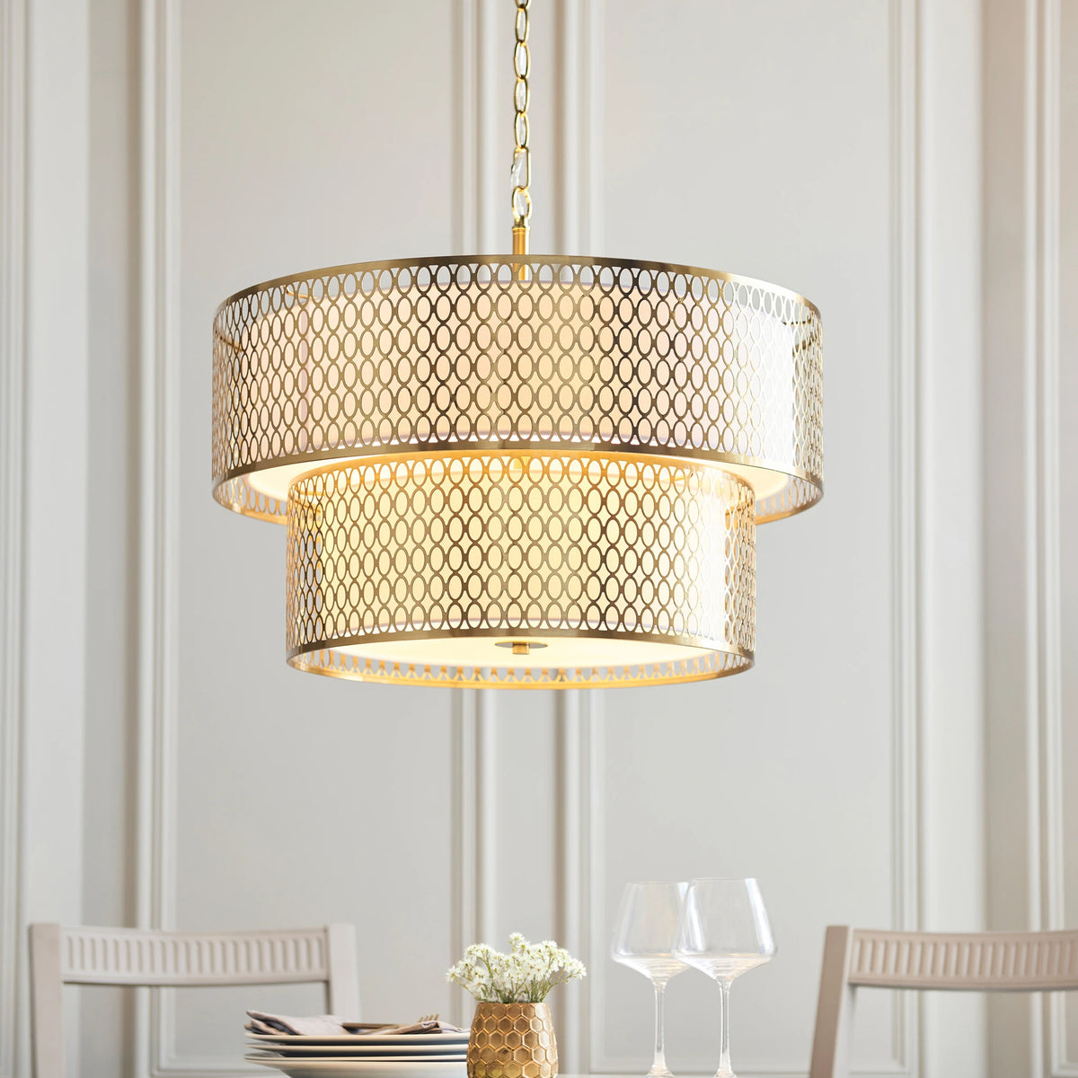 Cortez Gold & White 6 Light Pendant