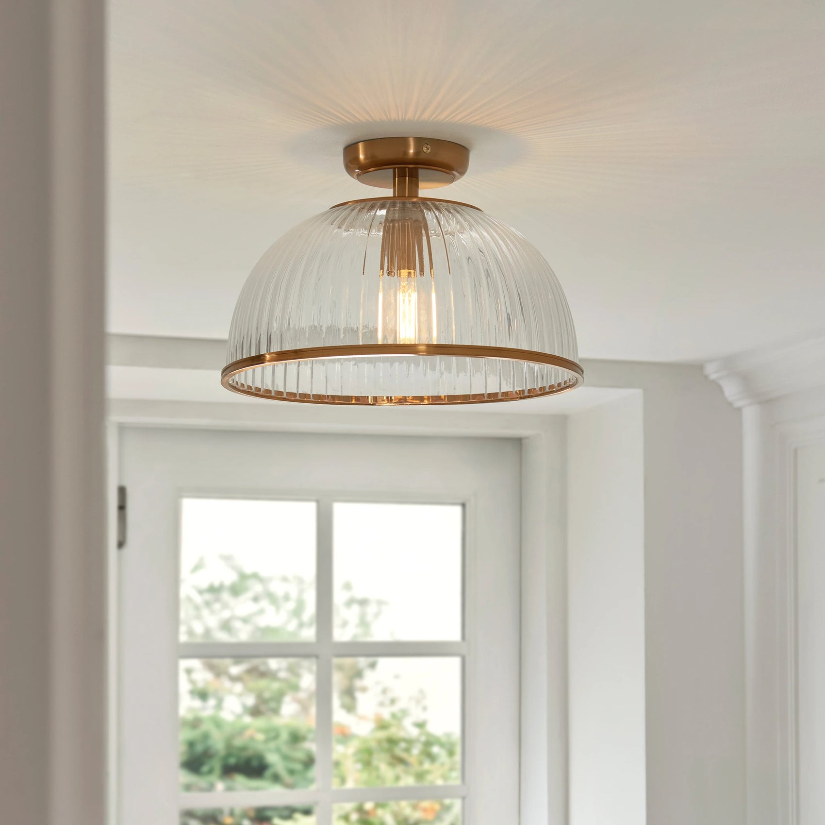 Clarissa Domed Vintage Brass Ceiling Light