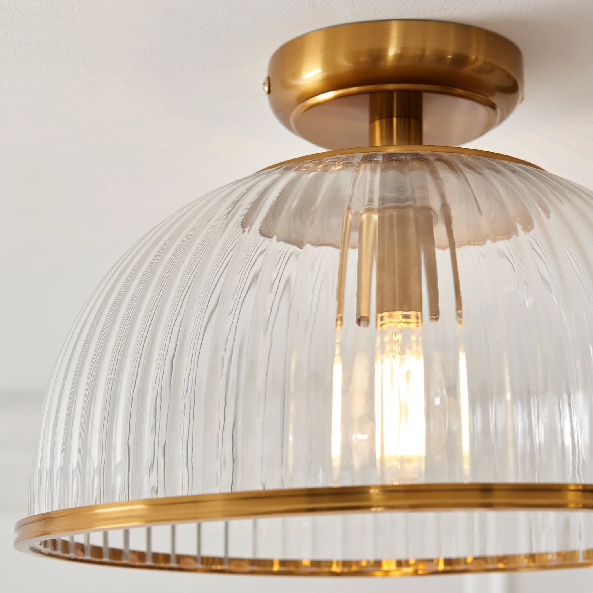 Clarissa Domed Vintage Brass Ceiling Light