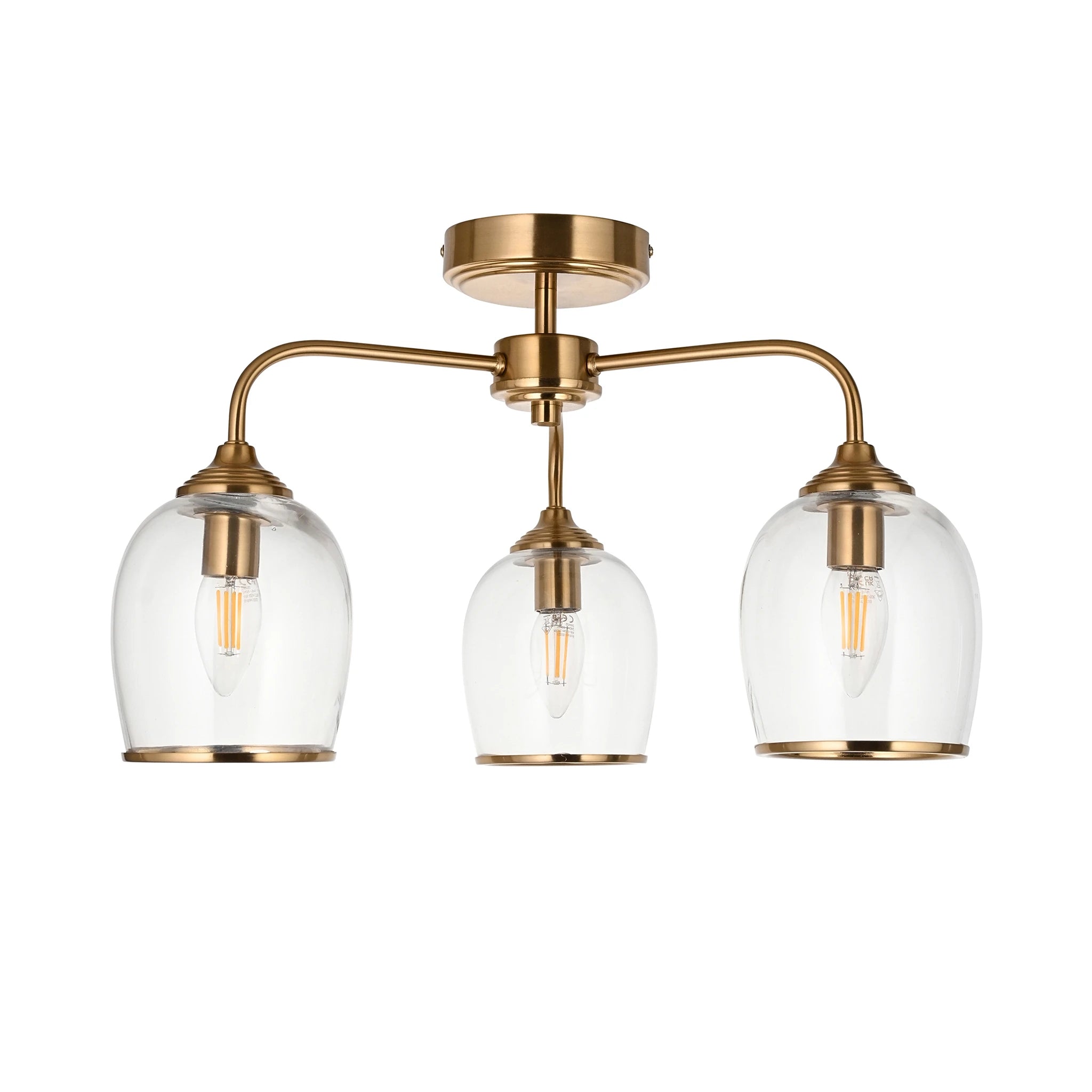 Gramercy Brushed Aged Brass 3 Light Ceiling Light