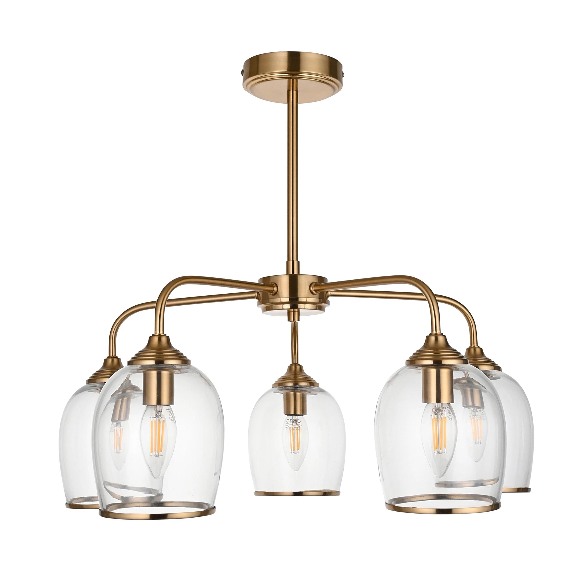 Gramercy Brushed Aged Brass 5 Light Pendant