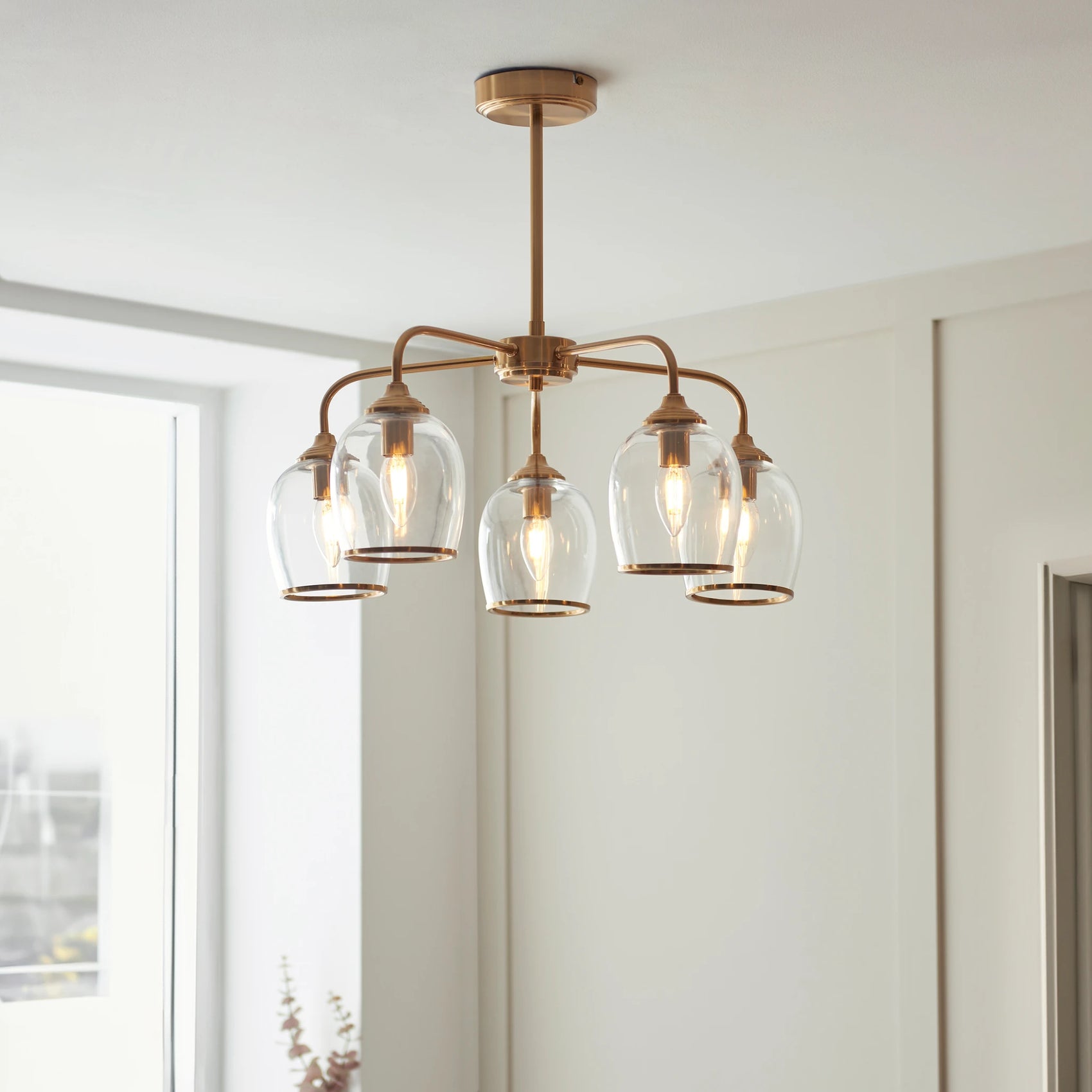 Gramercy Brushed Aged Brass 5 Light Pendant