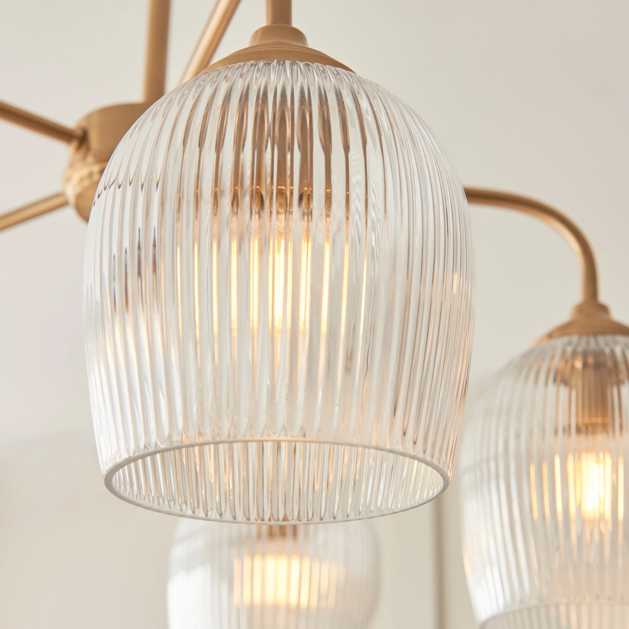 Gramercy Ribbed Brushed Aged Brass 5 Light Pendant