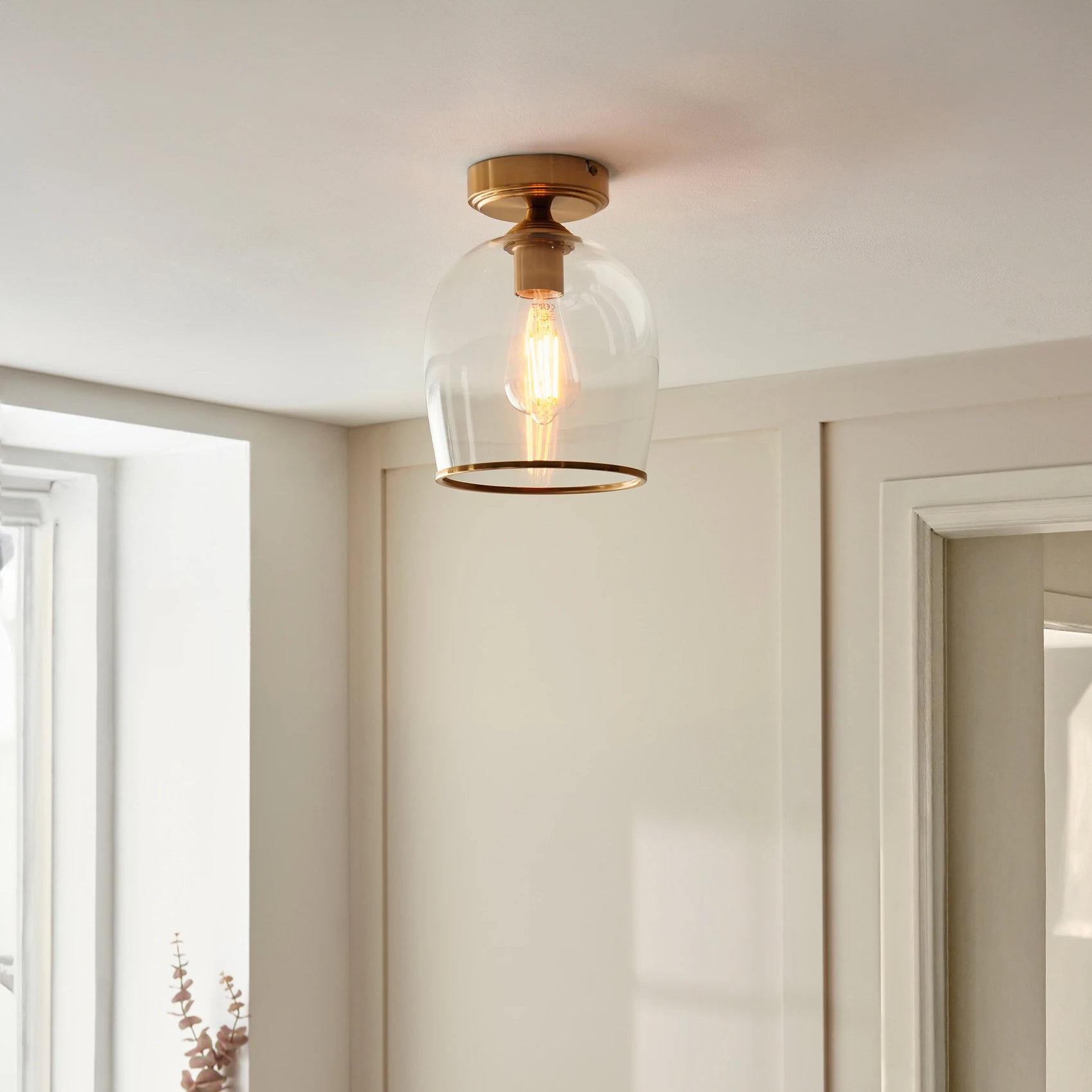Gramercy Brushed Aged Brass Single Ceiling Light