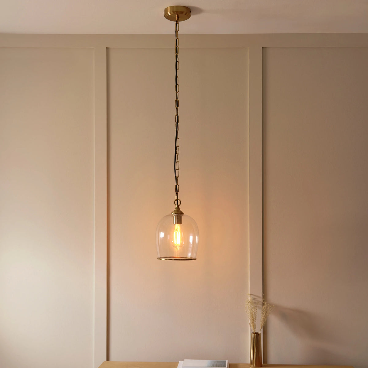 Gramercy Brushed Aged Brass Single Pendant Light