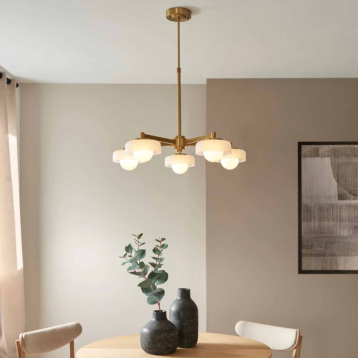 Aldric Brushed Aged Brass 5 Light Pendant