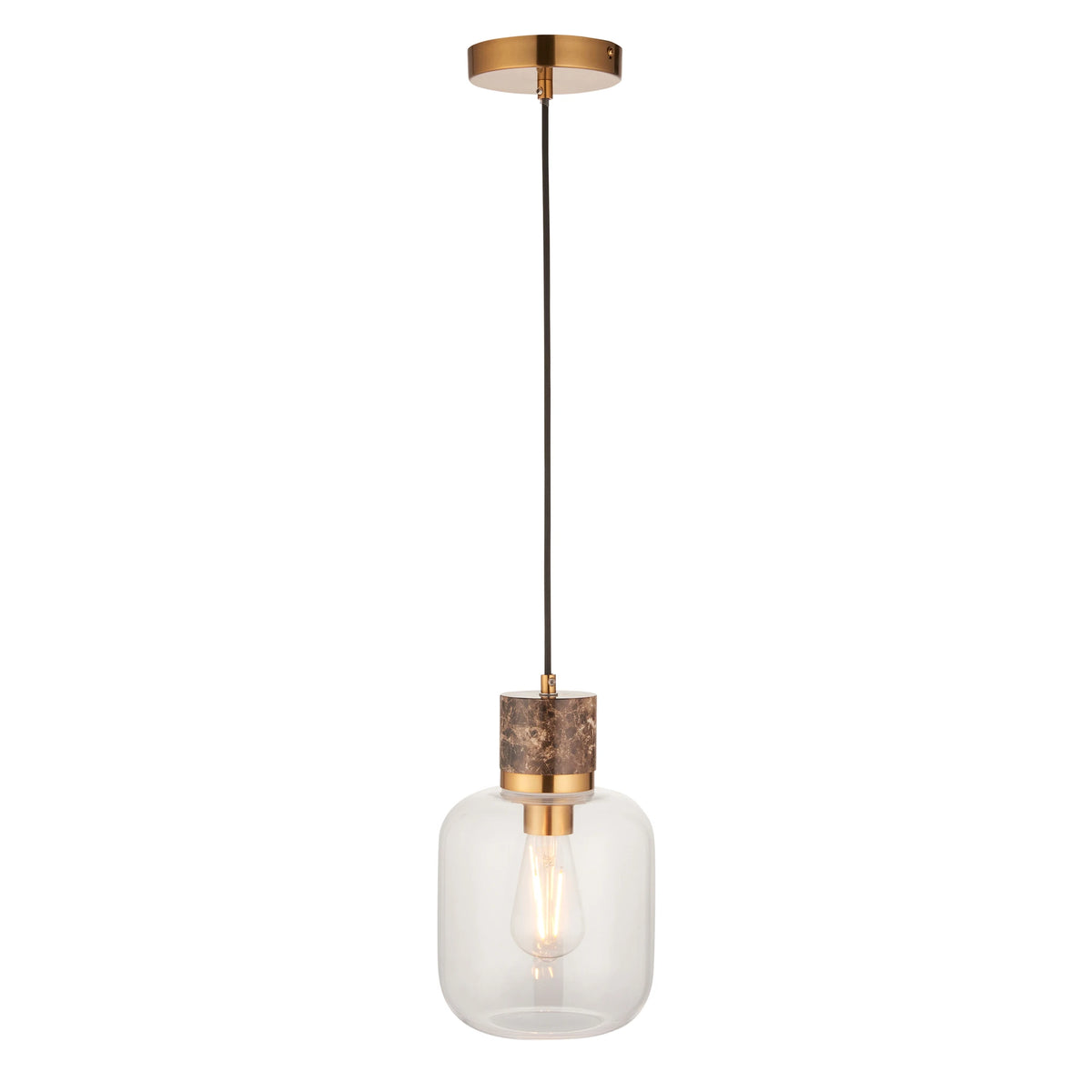 Marmora Dark Brown Emperador Marble Single Pendant Light