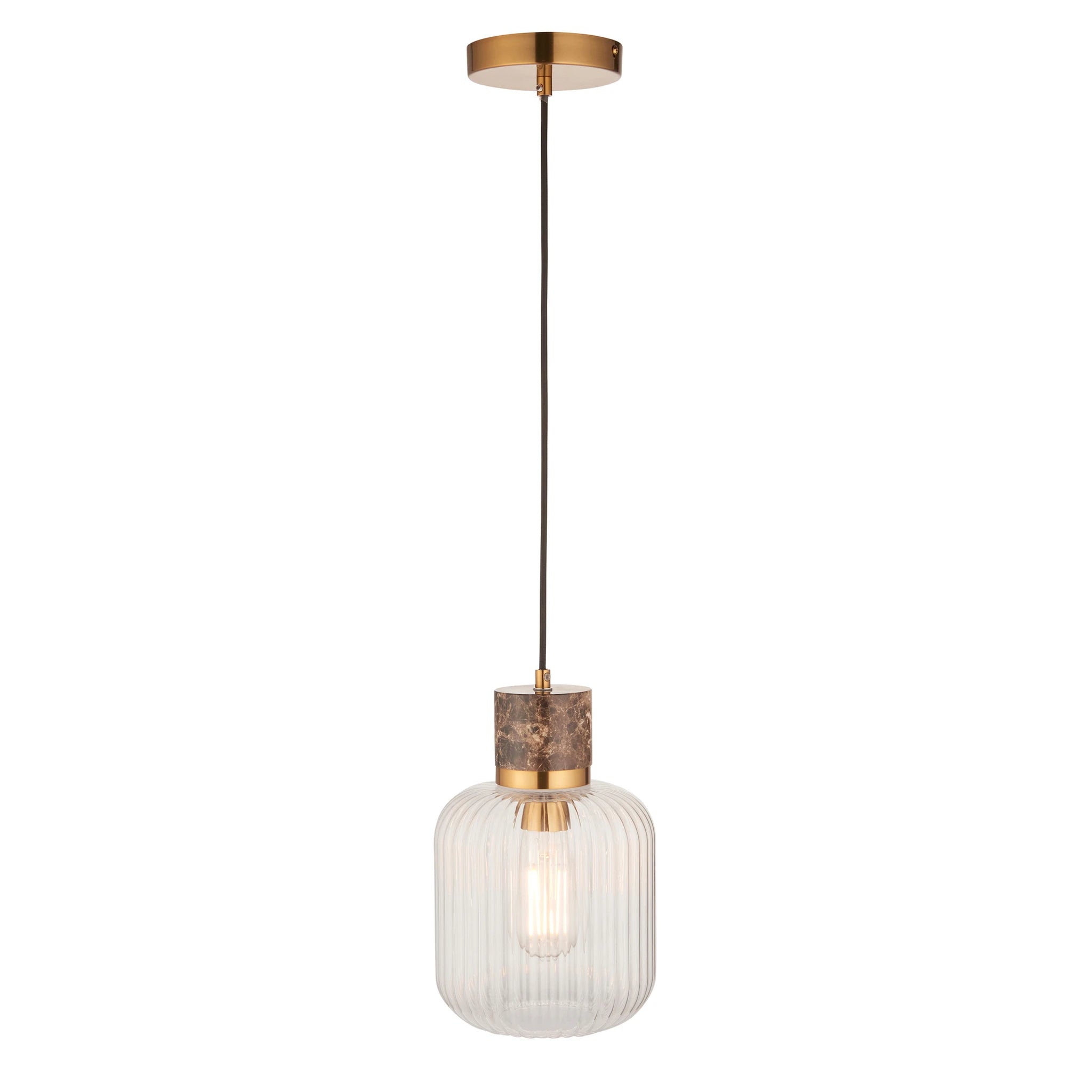 Marmora Ribbed Brown Emperador Marble Single Pendant Light